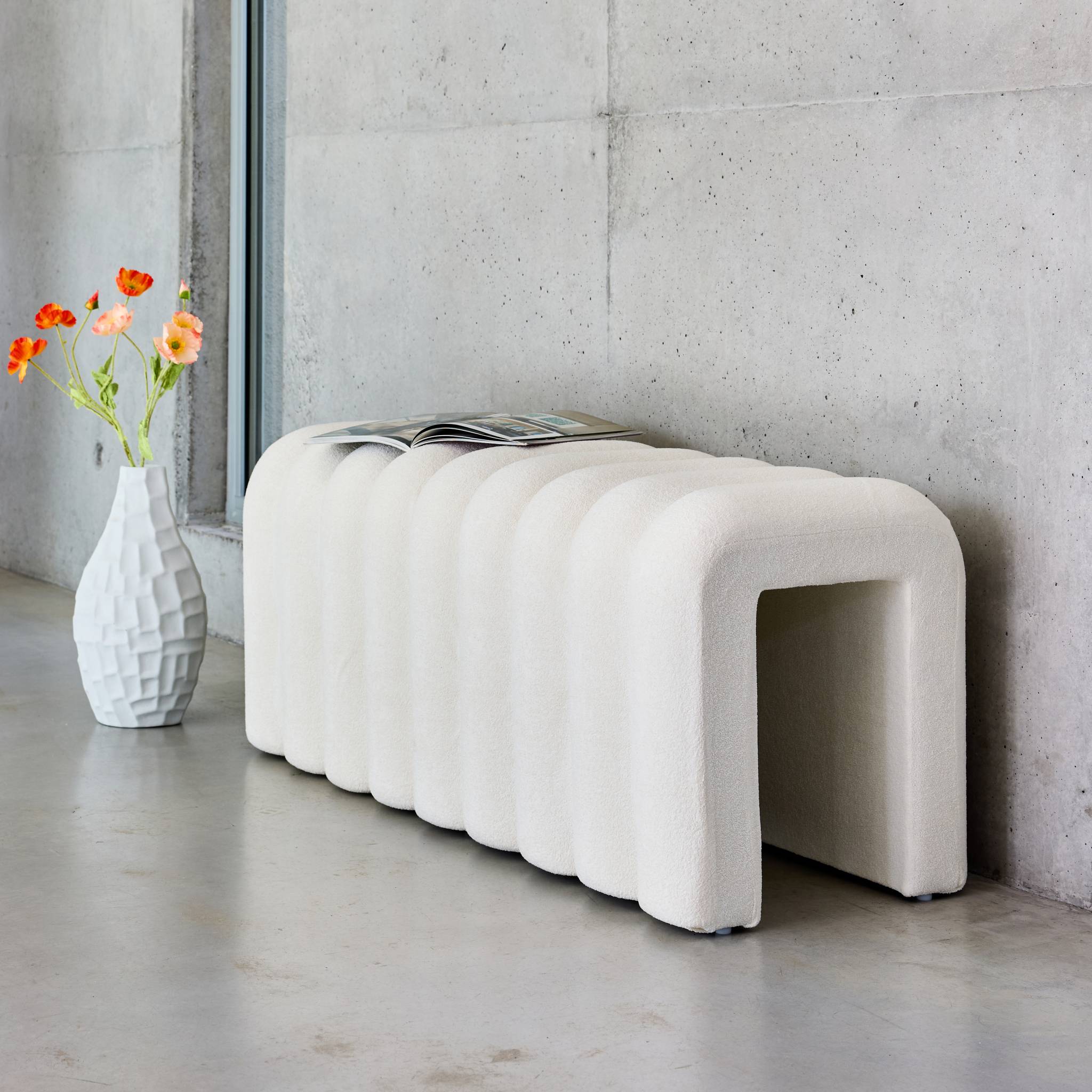 Banc. bout de lit blanc contemporain en tissu ITO - 2