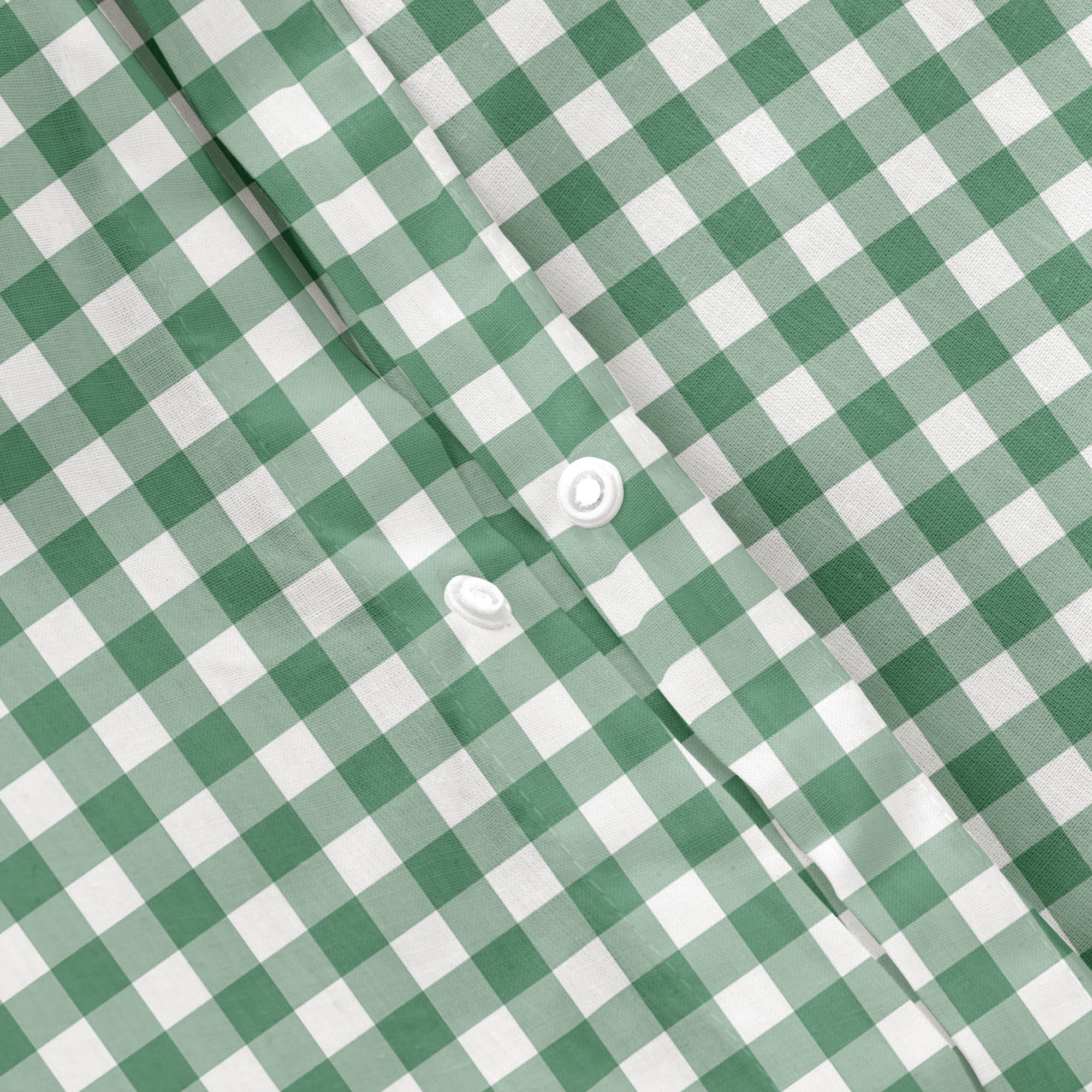 Housse de couette 100% coton 260x240 cm + 2(50x90) cm vert d'eau - Vichy - 4