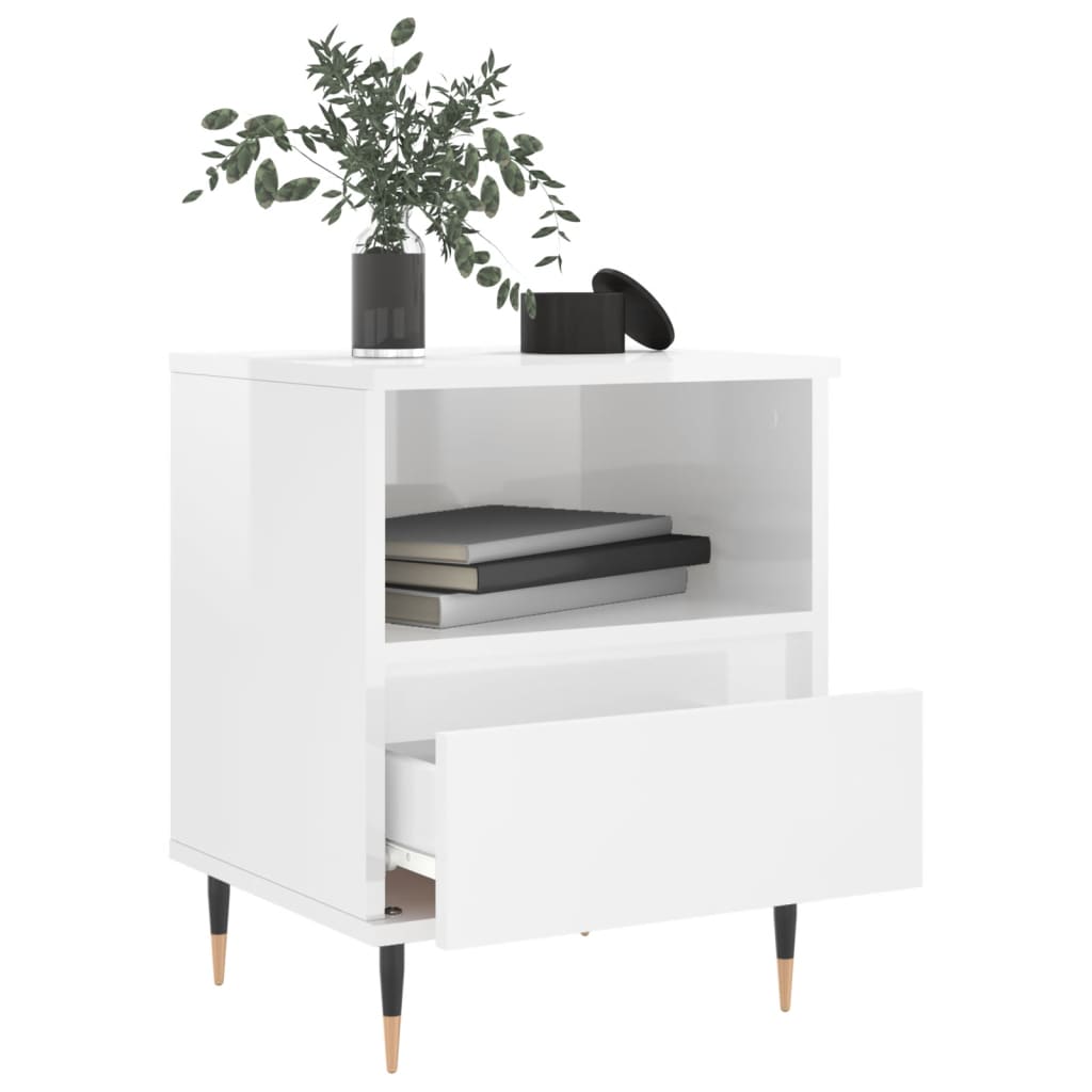 Comodini 2pz Bianco Lucido 40x35x50 cm in Legno Multistrato vidaXL - 5
