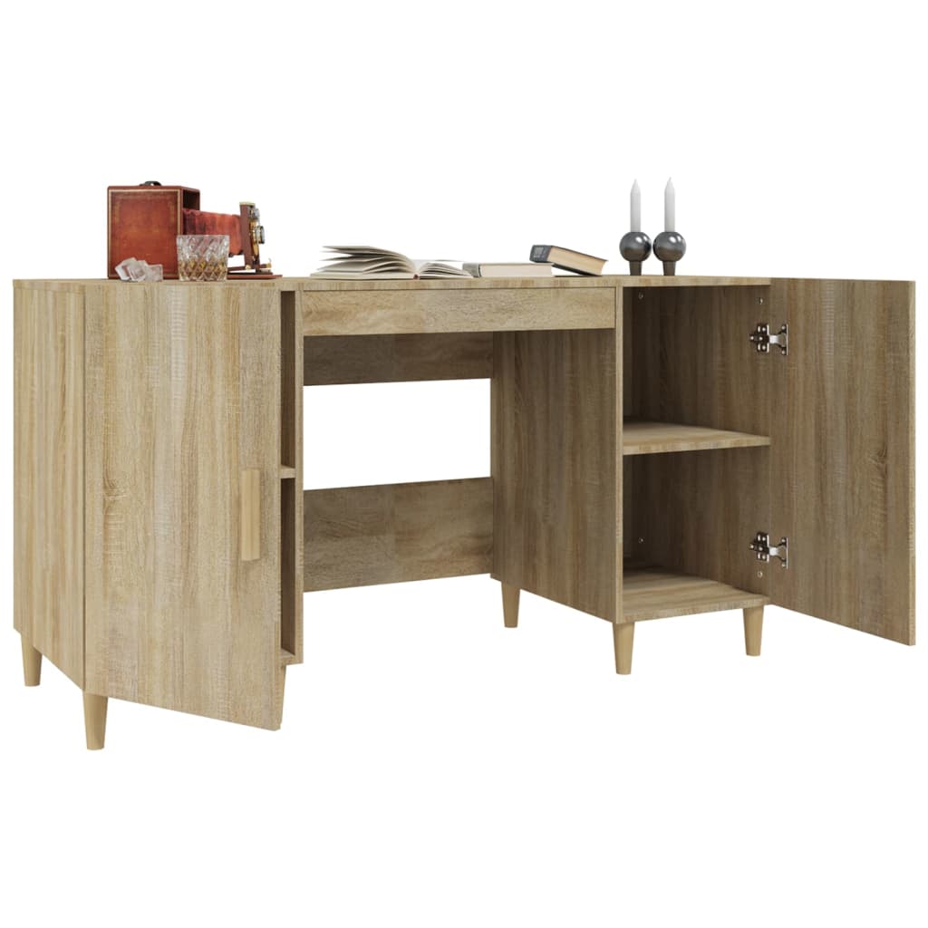 Bureau，Table de travail，Table d'étude Chêne sonoma 140x50x75 cm Bois d'ingénierie CWV39885 - 4