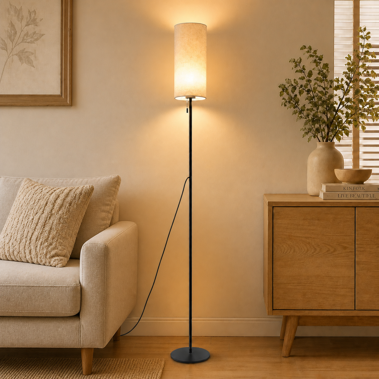 ZMH Lampadaire LED Vintage Dimmable Abat-jour Tissu avec Interrupteur & USB 3000-6500K Pour Salon Chambre - 2