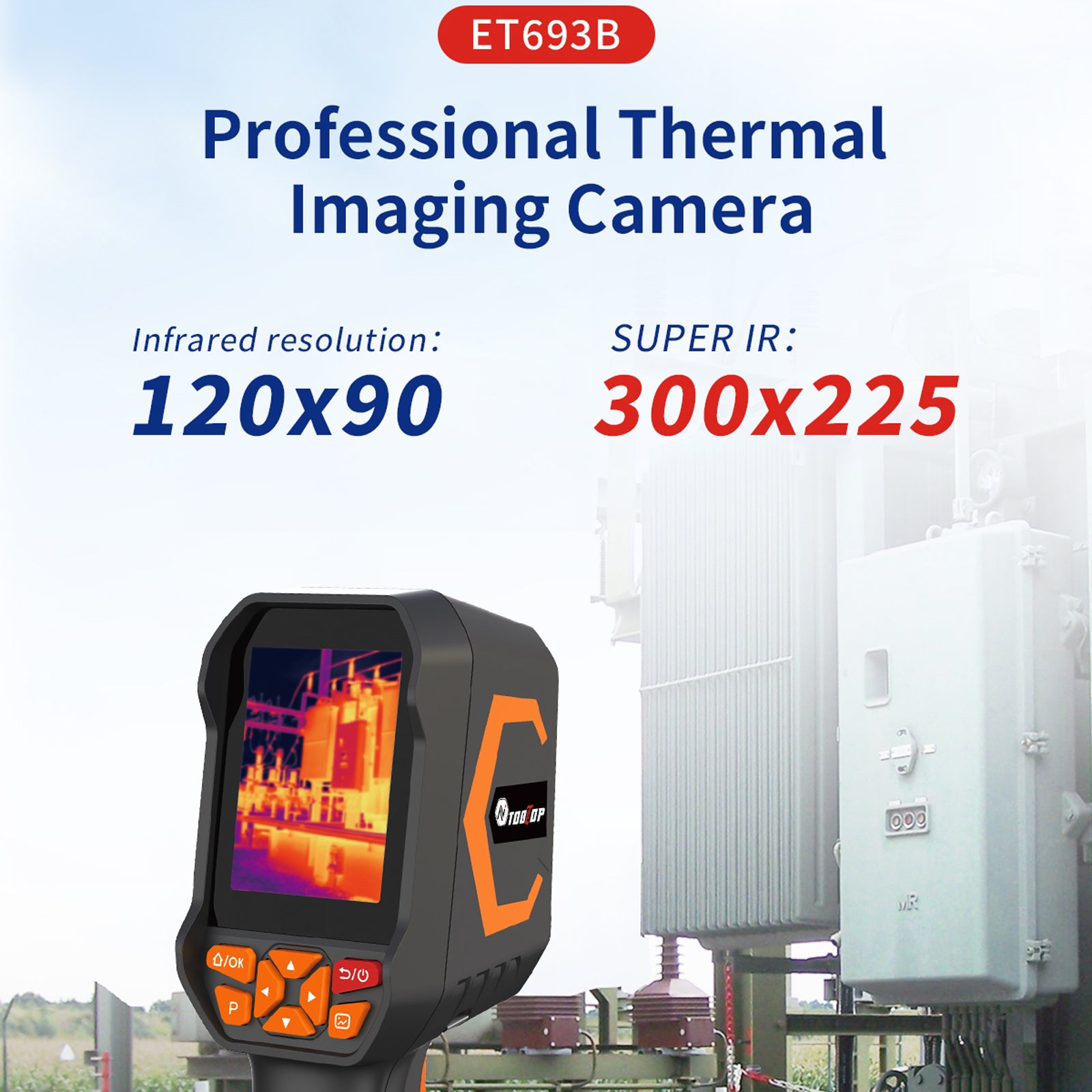 Caméra thermique infrarouge ET693B, résolution améliorée 300 x 225, capteur 120 x 90, analyse sur PC, mesure de -20 à 550 °C - 8
