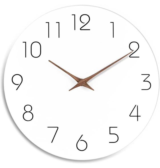 Horloge murale en bois sans tic-tac, 25 cm, pour chambre, maison, cuisine, chambre, bureau, école ,Blanc