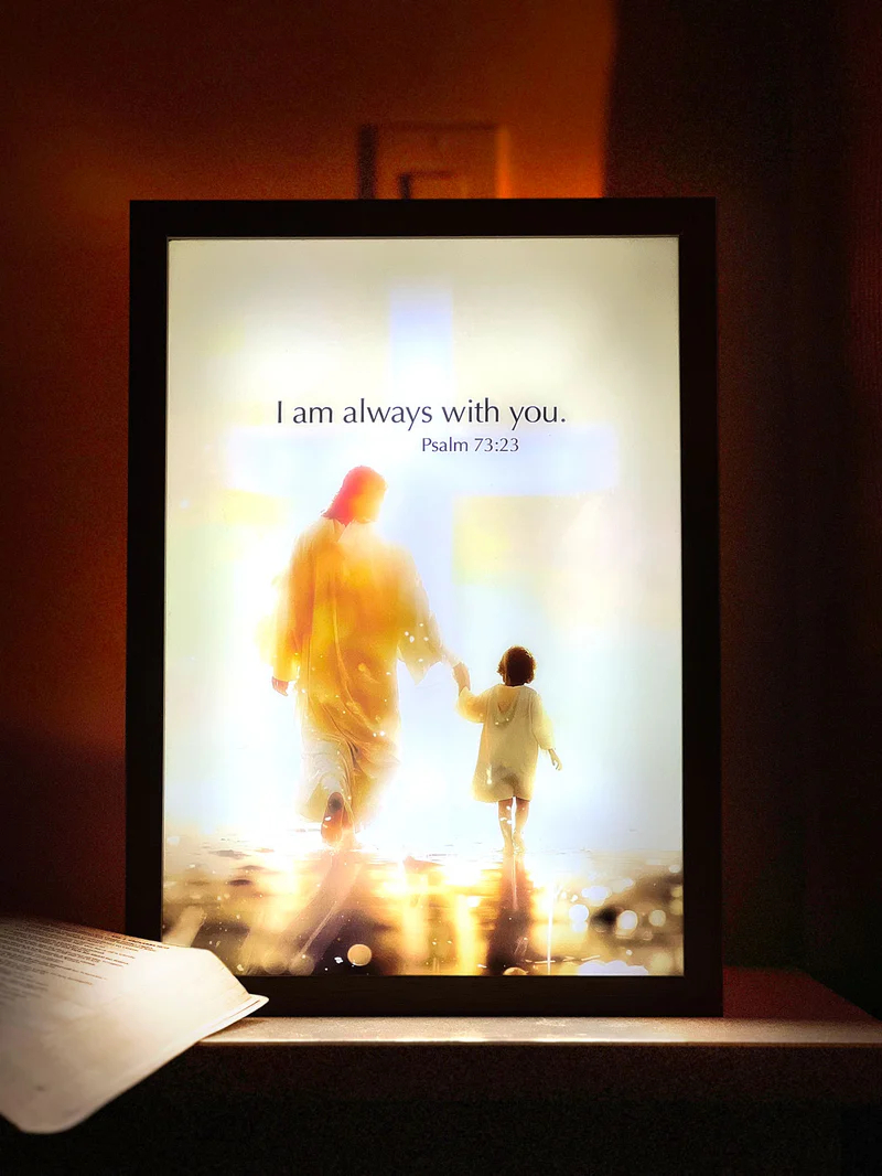 Lámpara led 4d con pintura milagrosa, lámpara decorativa con pintura de jesús, tres luces con brillo ajustable, ideal para regalar (4 a)