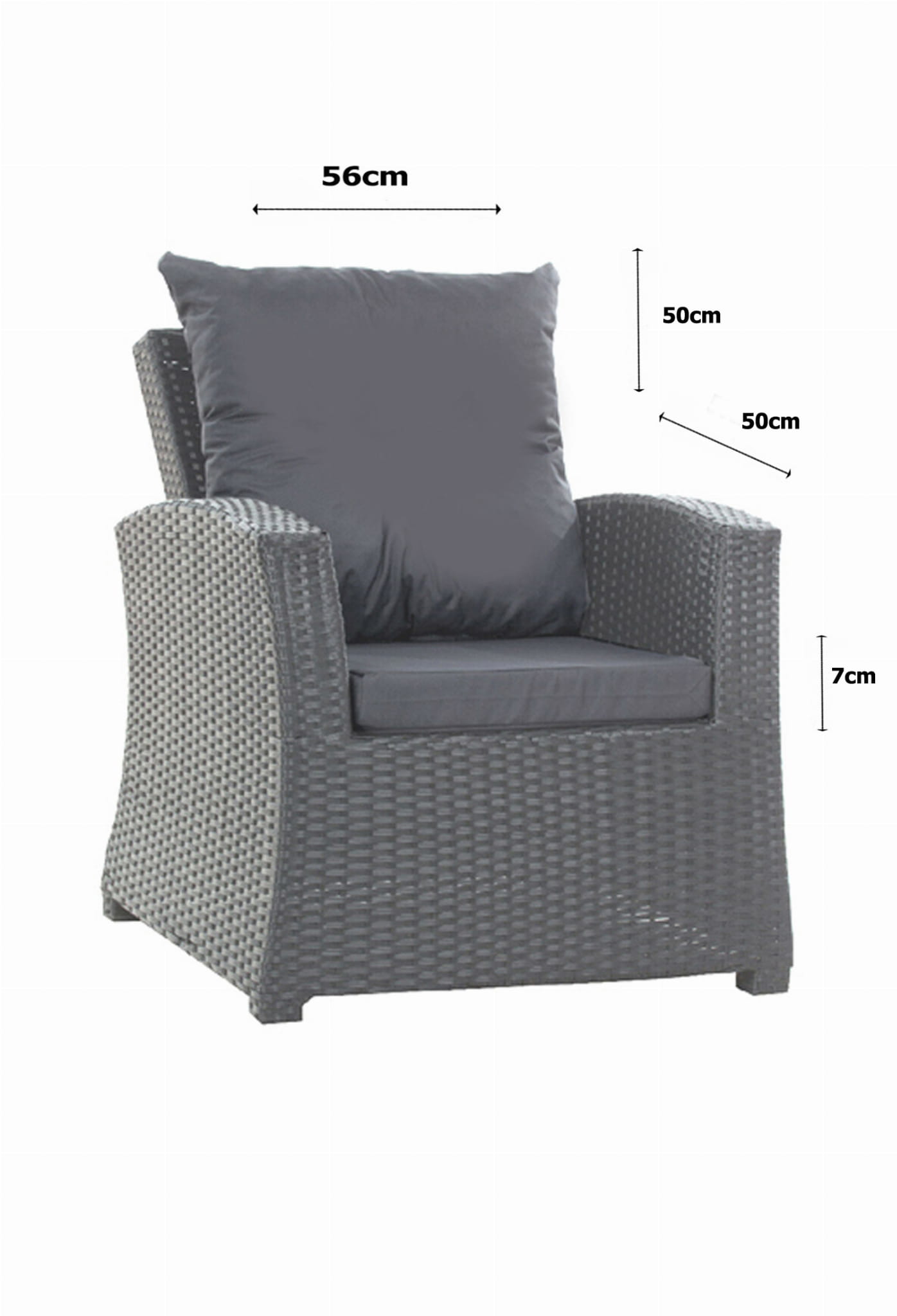 Lot coussins pour salon de jardin résine tressée 5 places, coussins pour canapé 168x50x7cm, coussins pour fauteuil de jardin 2x50x56cm Anthracite - 5
