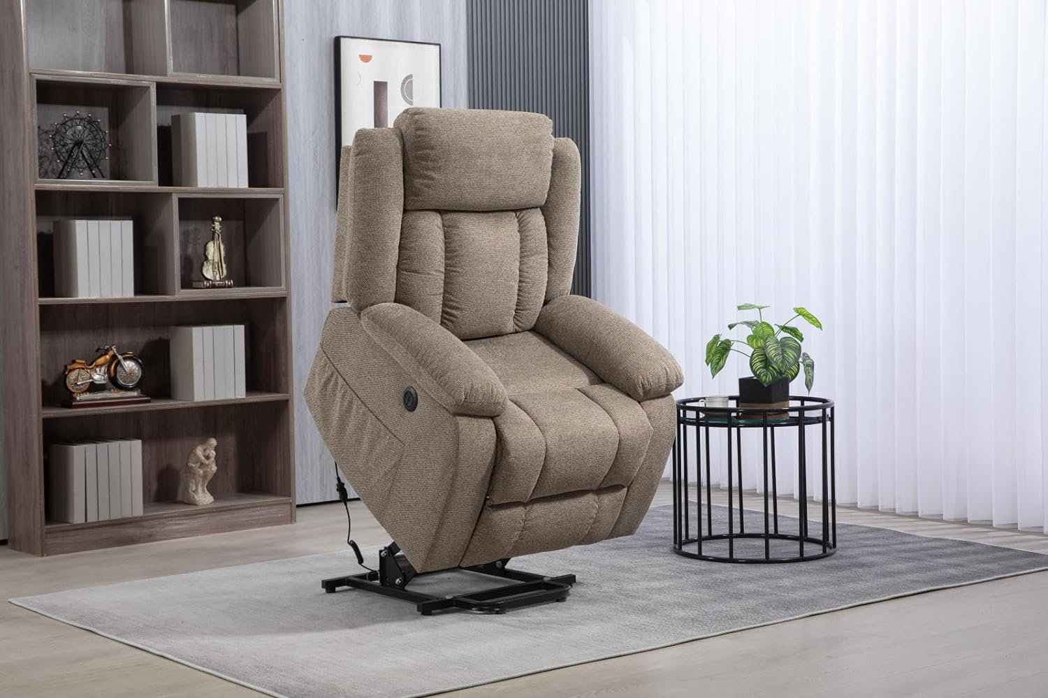 Dupi  Sillón Relax Eléctrico California, Elevable Reclinable, Levanta Personas. Tela 100% Poliester (Capuchino) , Leroy Merlin