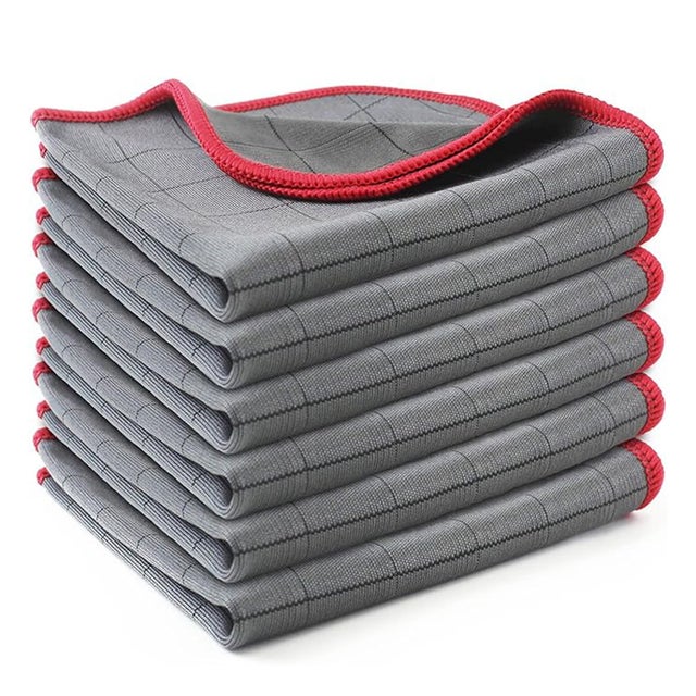 Chiffon Magique Microfibre Carbone 400GSM,Serviette Sans Trace Absorbant Polissage,Lingette Essuie Vitre Verre Lunette Vaisselle - Auto