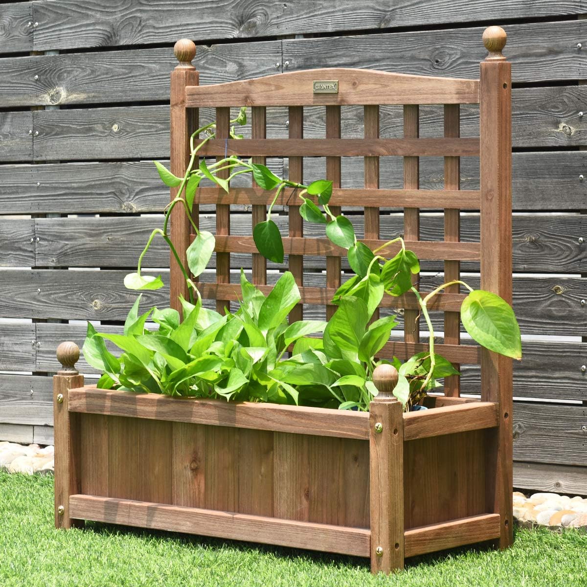 Jardinière Avec Treillis Pour Plantes Grimpantes, Bac à Fleurs En Bois 64x28x120 Cm Ideal Pour Jardin Et Terrasse 96320151