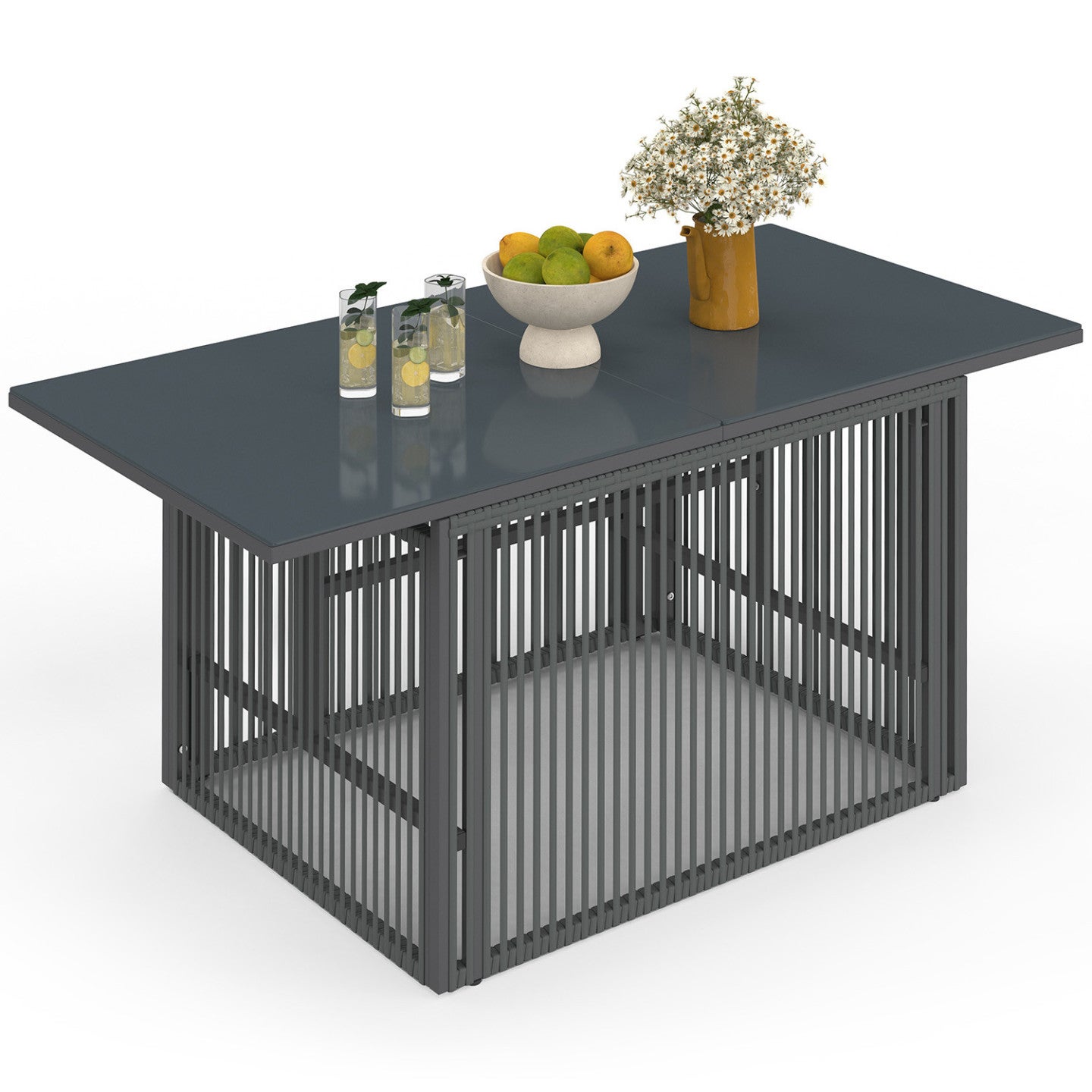 Table basse de jardin relevable rectangulaire 100 cm RIO structure métal et cordage gris anthracite - 2