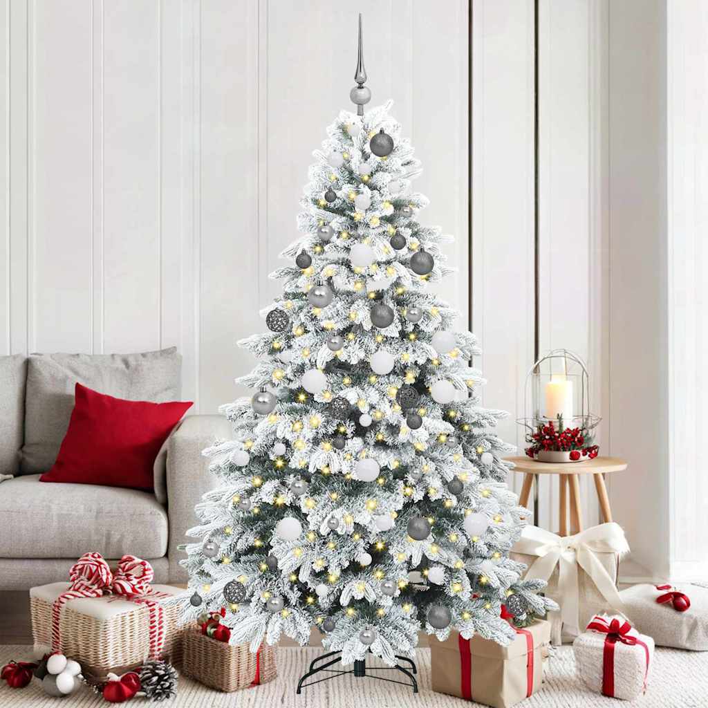 Sztuczna choinka z 300 diodami LED Zielony 180 cm PE i PVC