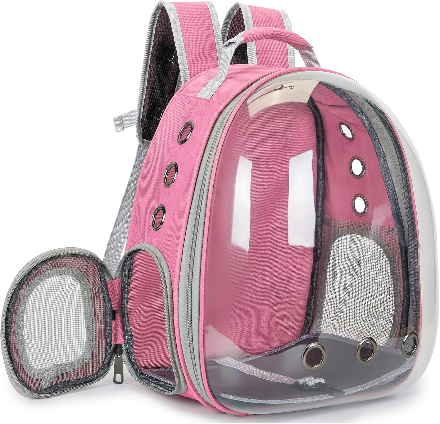 Mochila transparente para transportar gatos e cães de pequeno porte (rosa) - 4