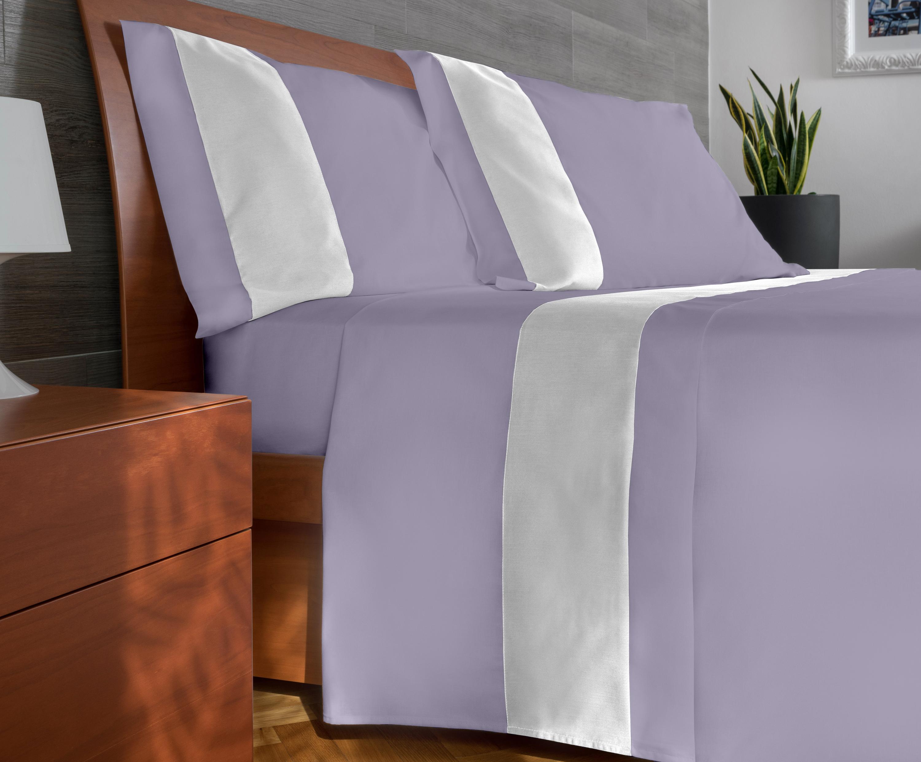 IPERSAN Set complet avec 100% pur coton, 1 carré, bordure RASO Fond blanc Glycine - 3