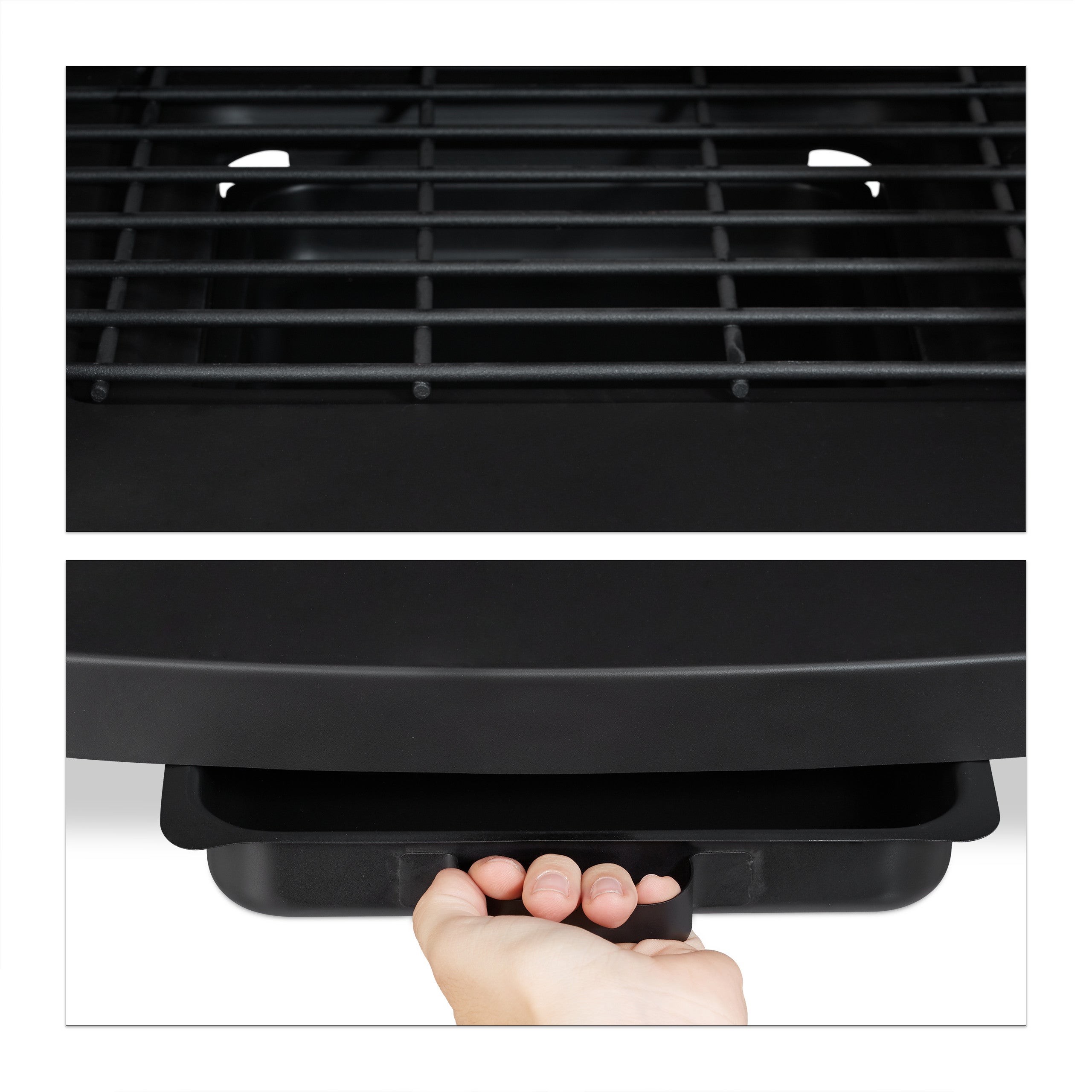 cheminée de terrasse avec grill, Protection contre étincelle, tisonnier, massif, acier, 110x63x51 cm, noir, Relaxdays - 8