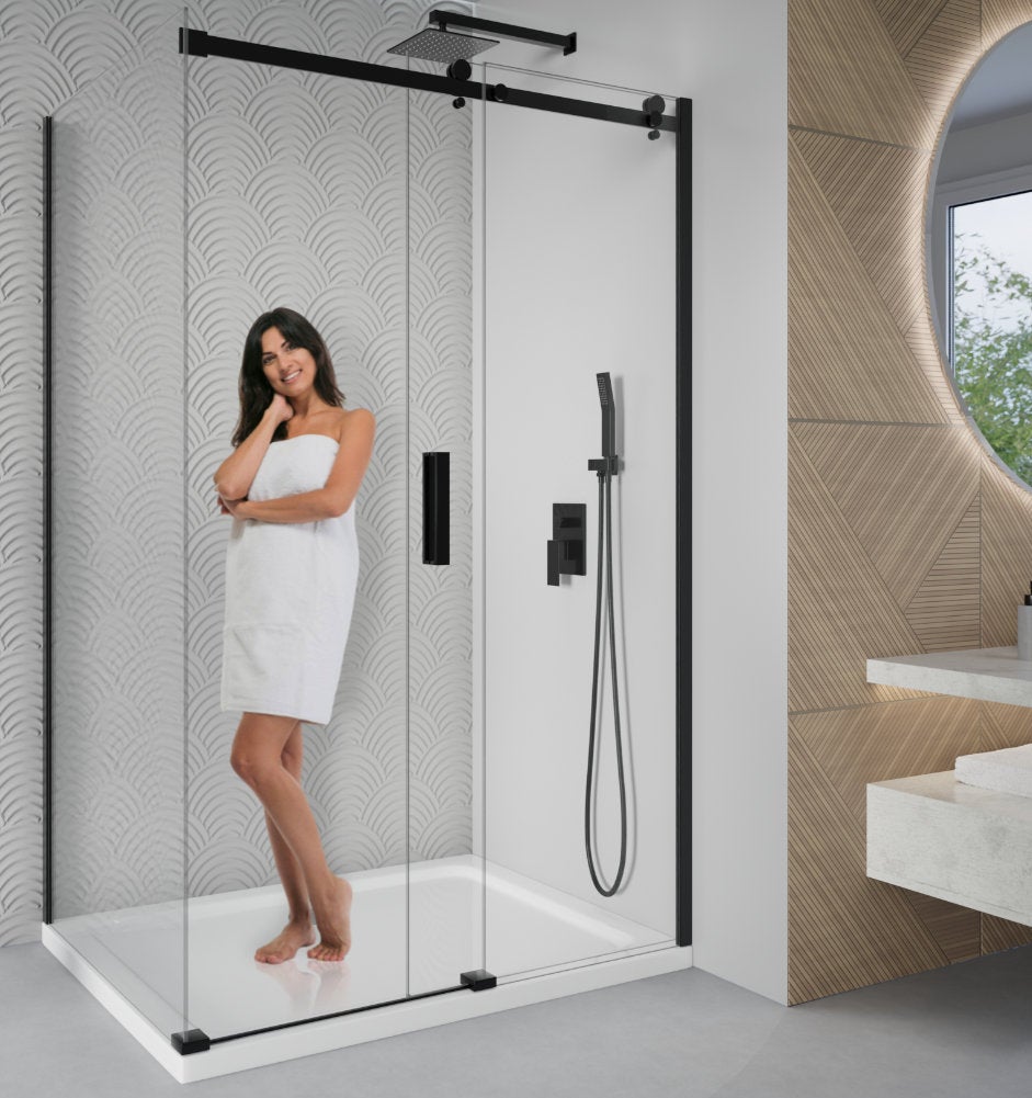 Kabina prysznicowa SEVANTE LOTUS 110x90 prostokątna przesuwna czarna 1 szt.