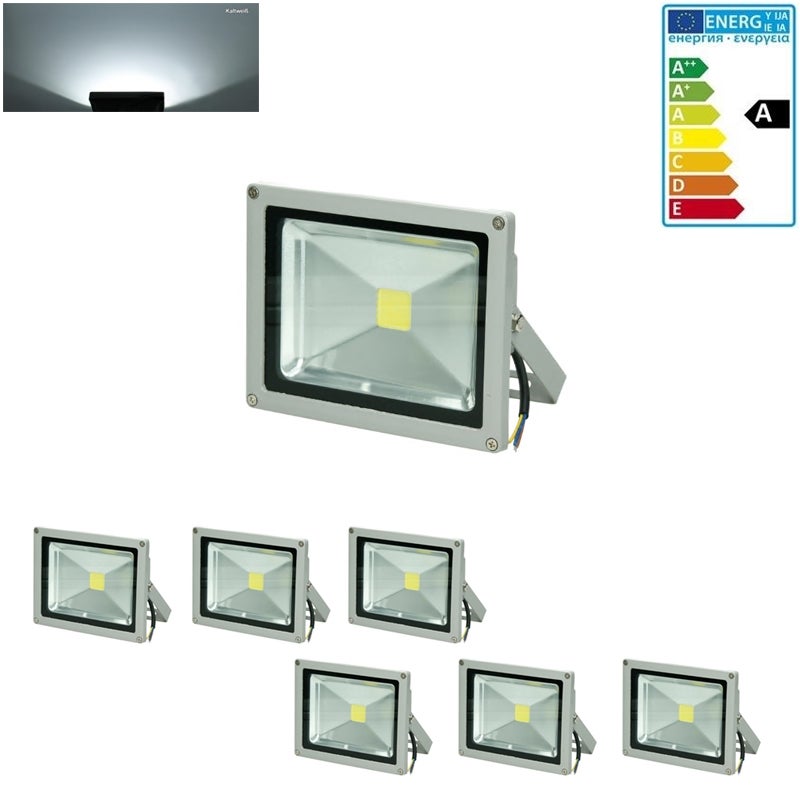 Lot De 6 Projecteurs Led, Ecd Germany, 180 X 140 X 110 Mm, 20 W, 6000 K ...