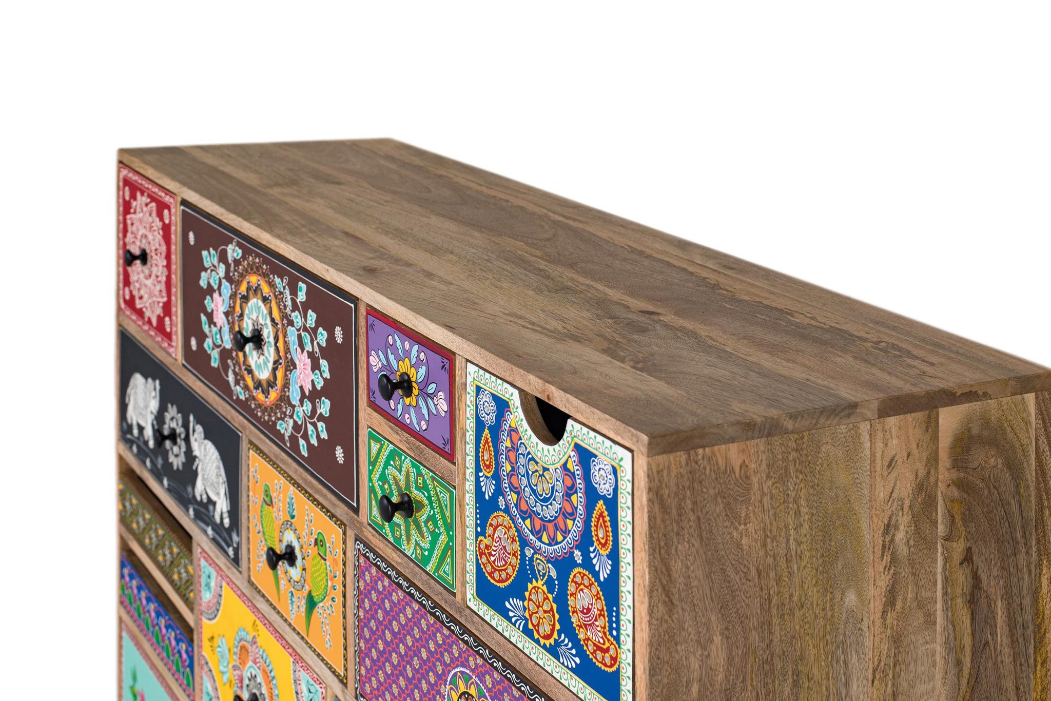 Komoda z drewna mango 120 cm w stylu etnicznym boho - 90x120x40 GYC - 4