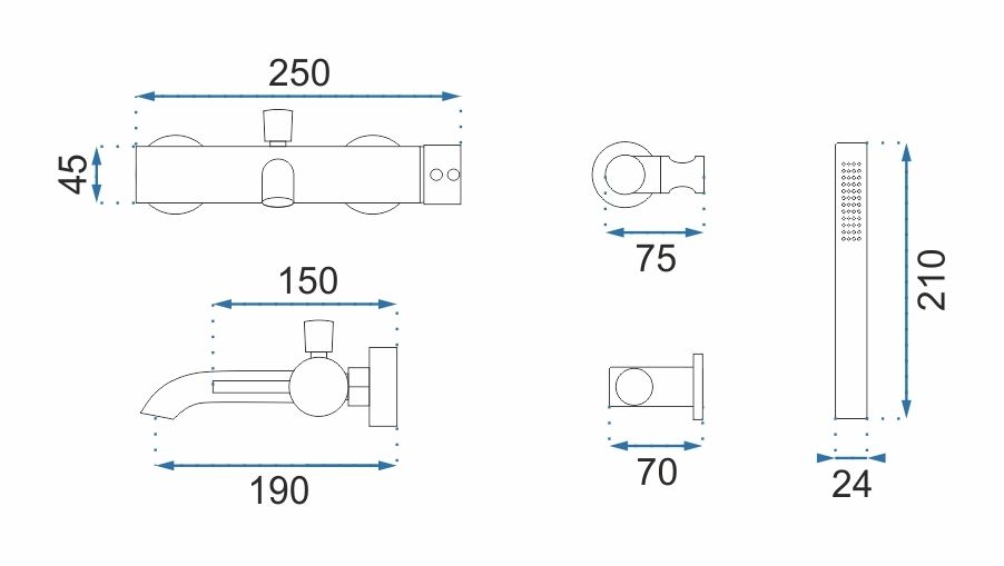 ROBINET DE BAIGNOIRE REA LUNGO BRUSH GOLD - 6