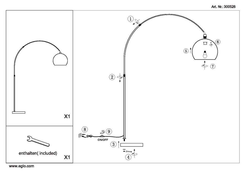 Lampadaire E27 TABLADILLO Nickel mat/Blanc H200cm - 2