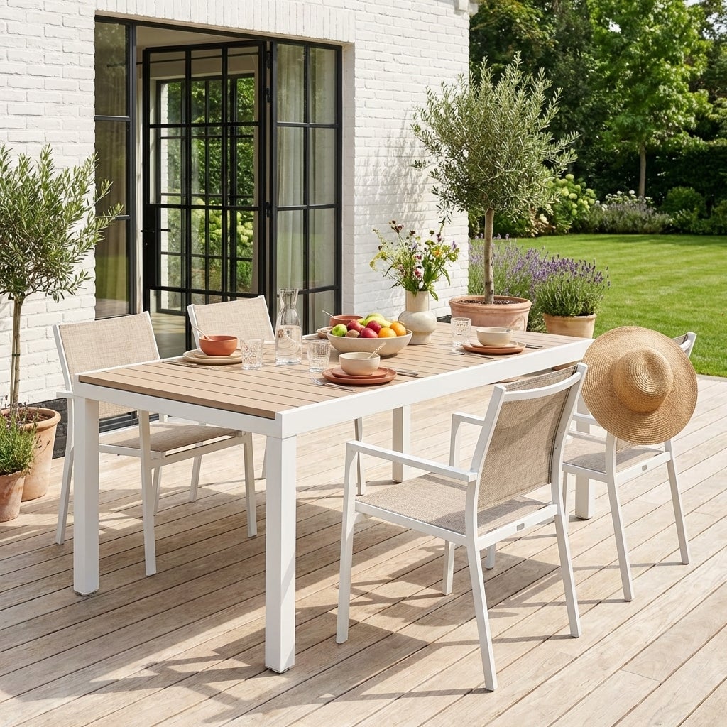 Table à manger de jardin rectangulaire en Aluminium Blanc | Leroy Merlin