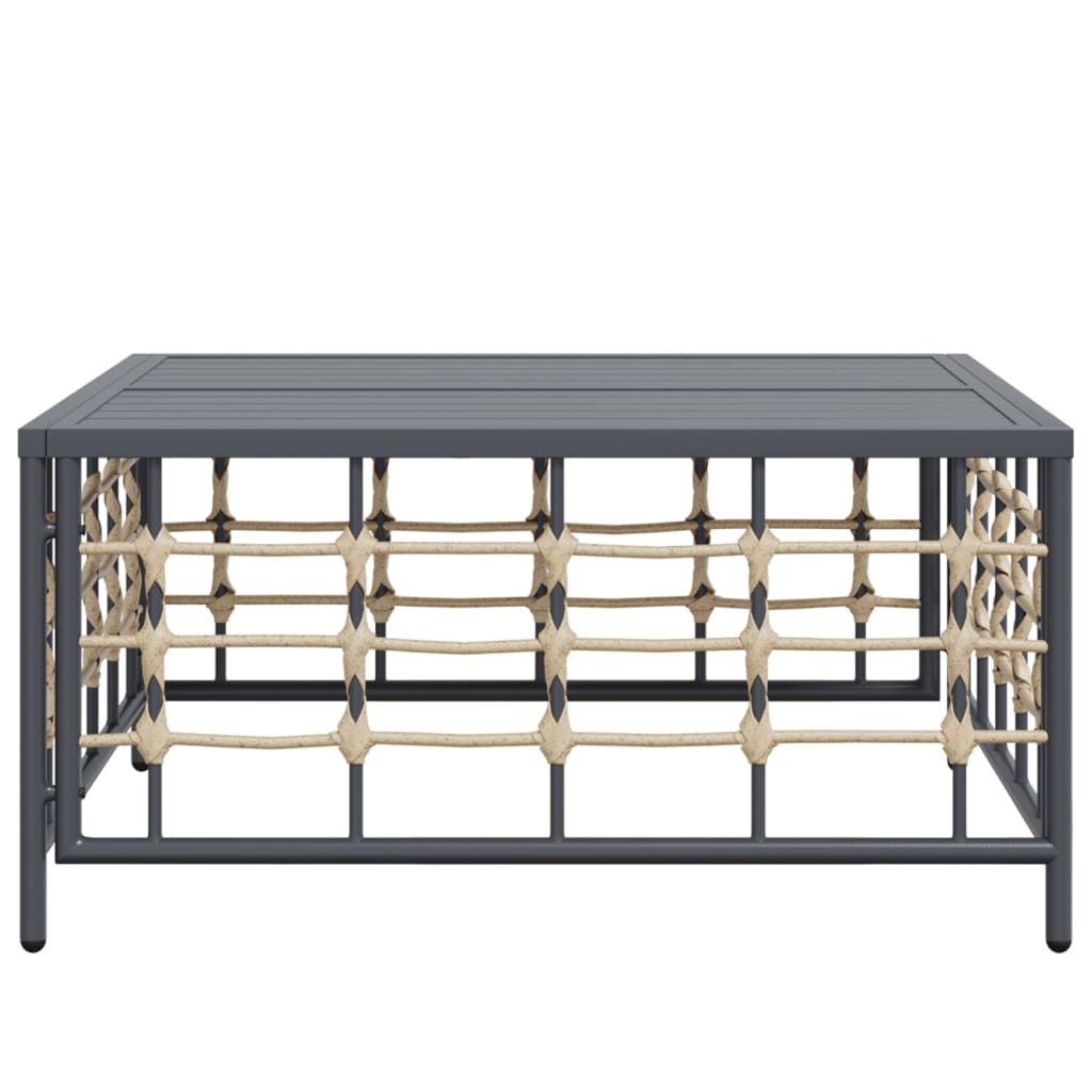 Table de jardin anthracite 70x70x34 cm résine tressée - 8