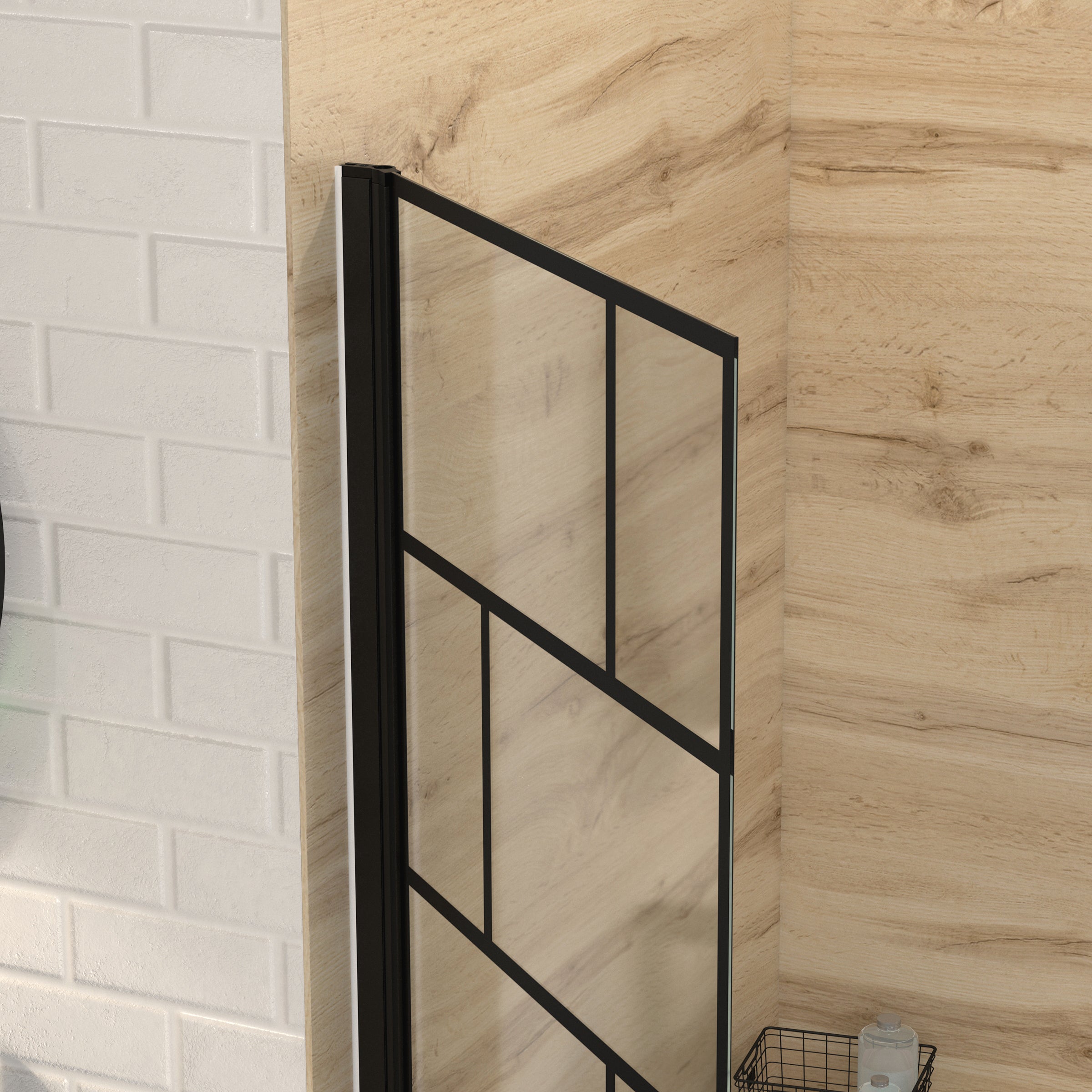 Pare baignoire rabattable sérigraphié 80x140 cm - Finition Noir Mat - BLOCKS SCREEN - 2