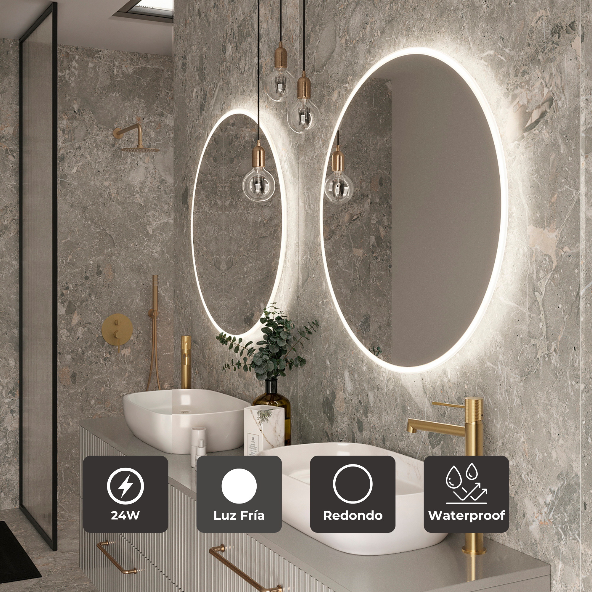 AquaWise Specchio Bagno LED Grande 120x70cm Antiappannamento Luminosità Regolabile 3 Colori Memoria Vetro Temperato Hd Cornice Alluminio Pro 76096577