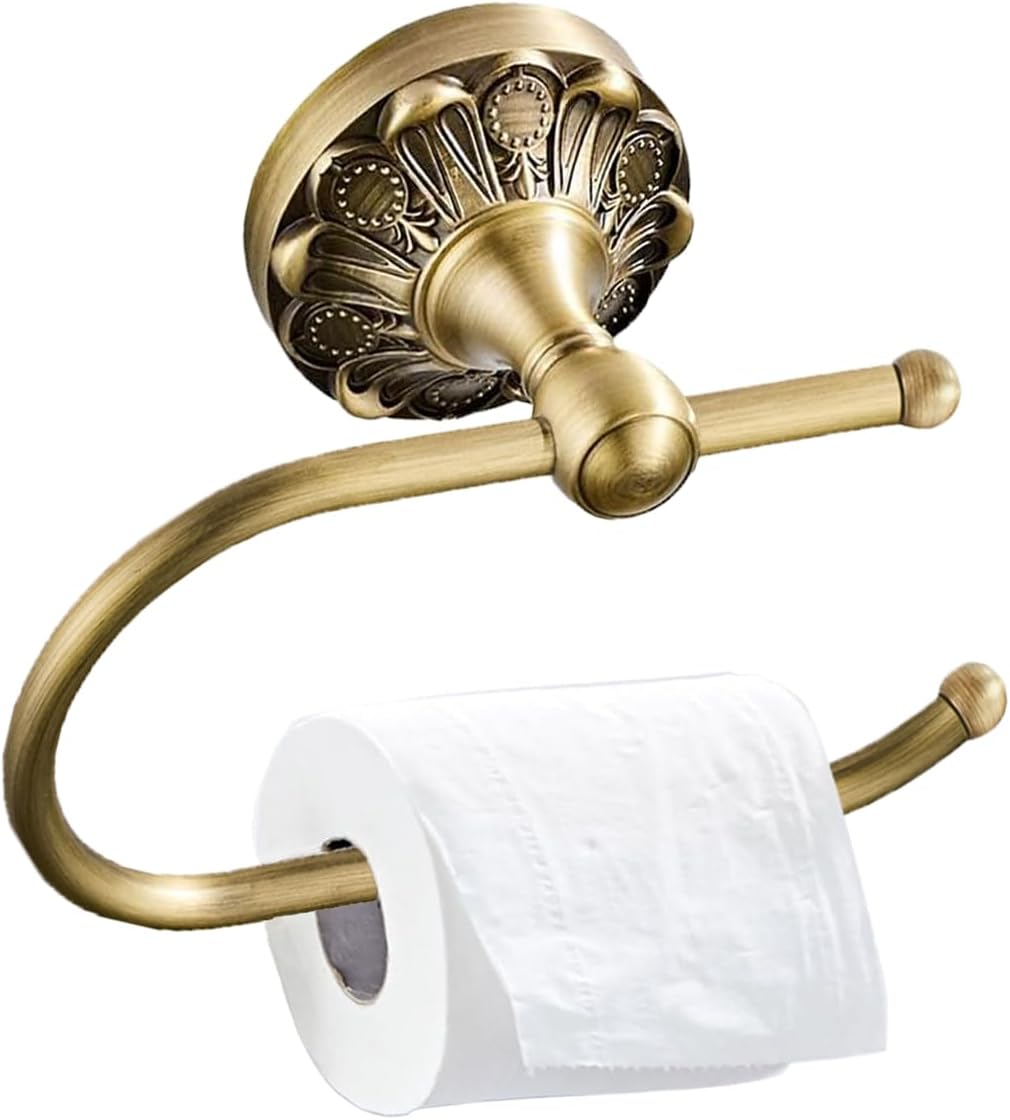 Porte-papier toilette mural en laiton vieilli – Design vintage bronze brossé 18,5 cm, support rouleau pour salle de bain ou cuisine - 3