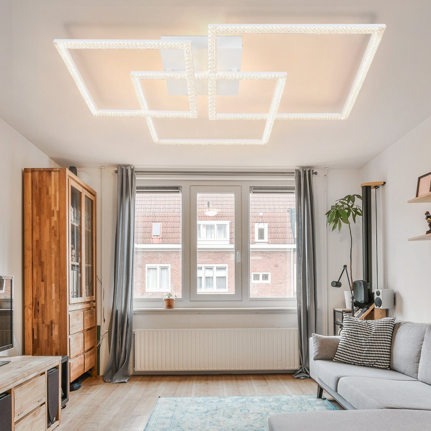 NETTLIFE Lampa Sufitowa LED do Salonu Czarna 75CM Regulowana Nowoczesna Kryształowa Lampa Do Sypialni Design Lampa Wewnętrzna - 5