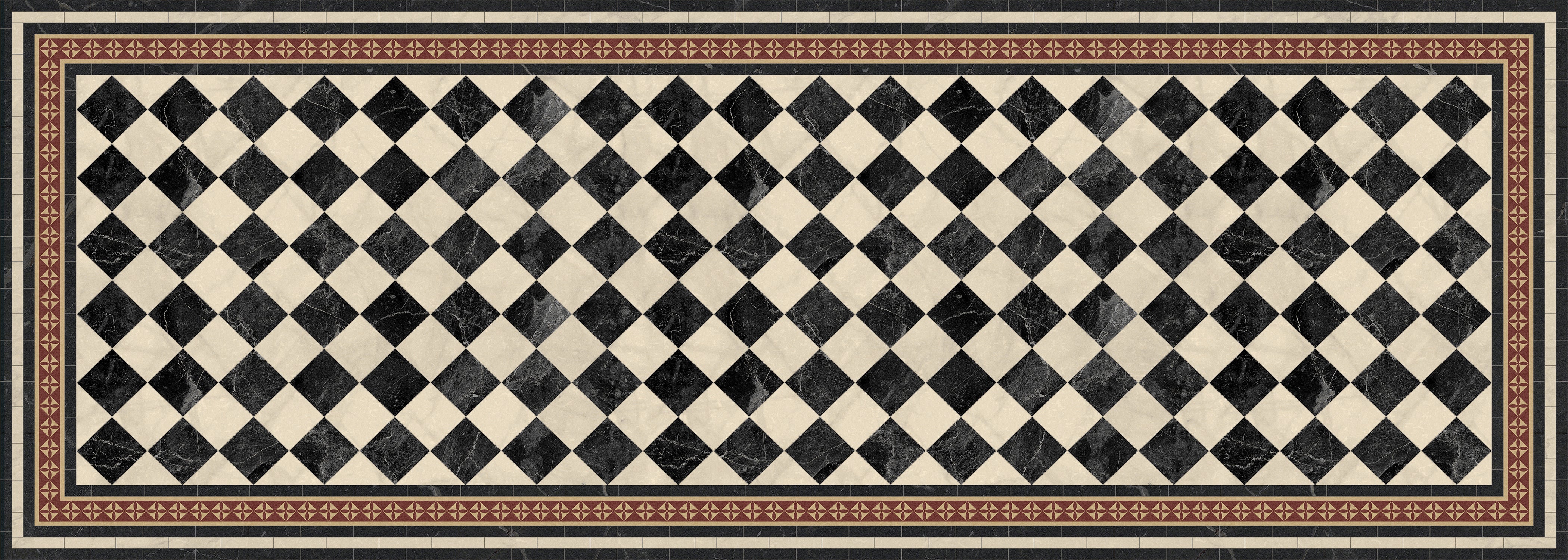 Alfombra de vinilo scacchi 50x140 cm - pvc antideslizante, vinilica para cocina o salón, lavable, estilo hidraúlico