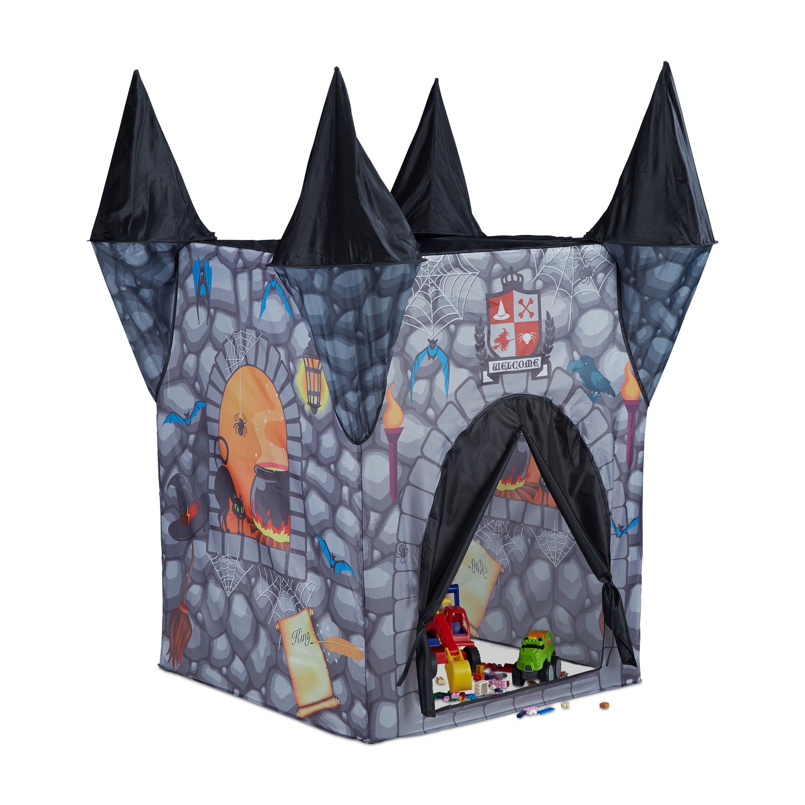 Tente pour enfants en forme de garage, H x L x P : 109 x 146 x 75 cm, intérieur et extérieur, multicolore, Relaxdays Tente pour enfants en forme de garage, H x L x P : 109 x 146 x 75 cm, intérieur et extérieur, multicolore, Relaxdays