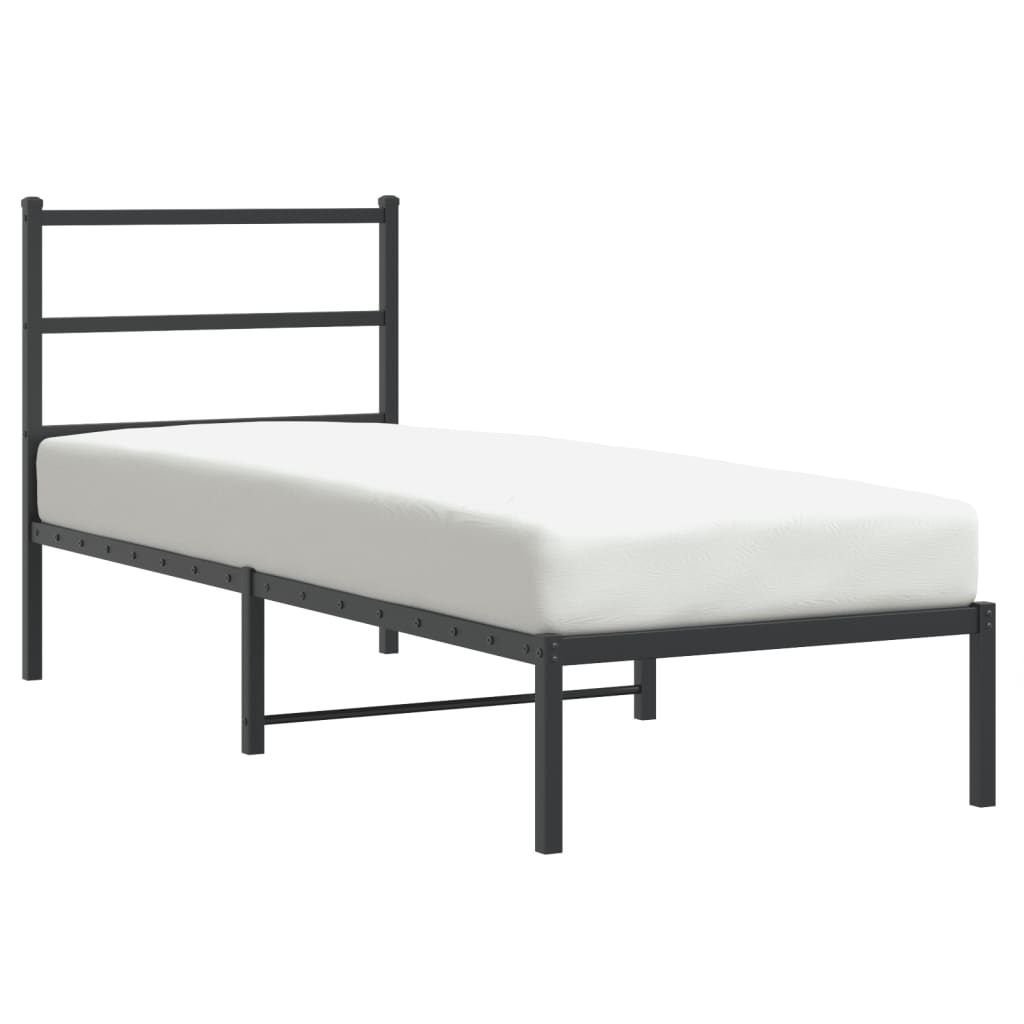 Łóżko Metalowe Czarne Rama Łóżka Ze Stelażem Do Sypialni Pokoju 75x190 cm