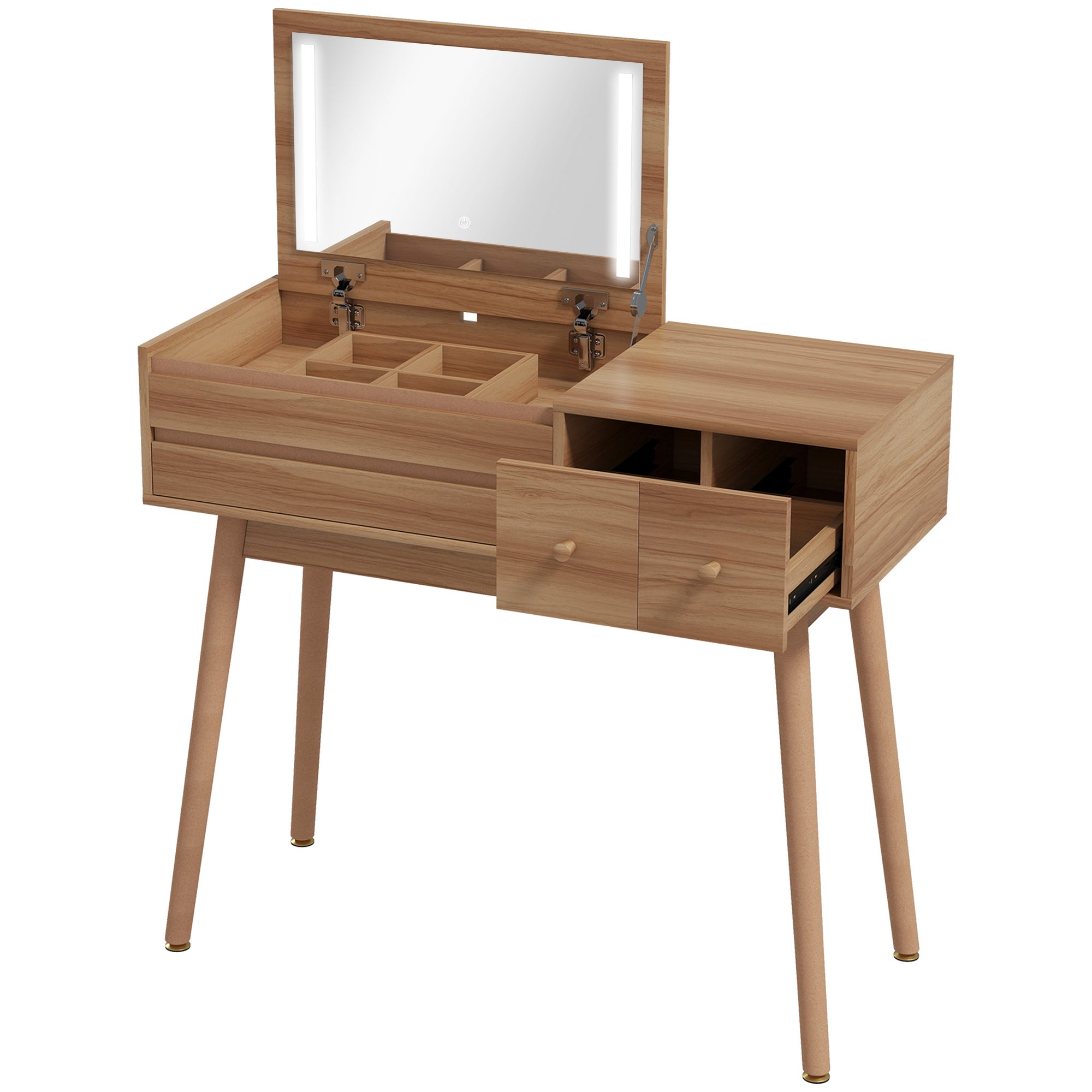 KUMIAO Scrivania da trucco con cassetti e specchio, set di tavolo da trucco per camera da letto e studio, piccolo tavolo da trucco con armadietto, include sgabello