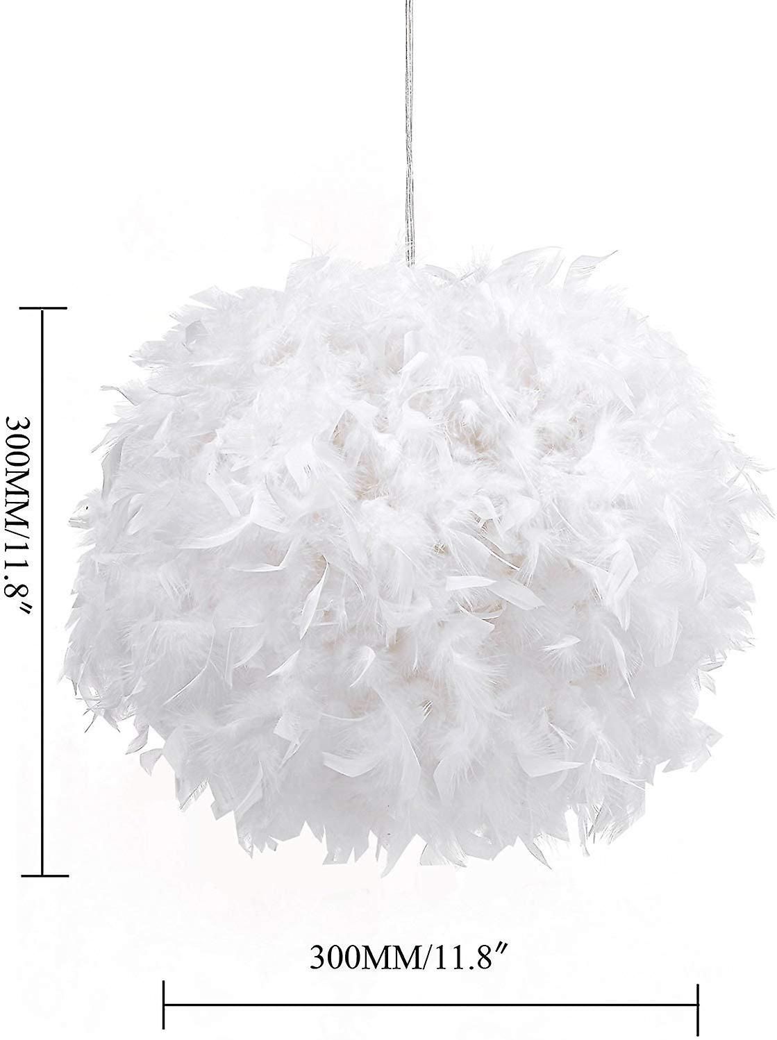 Suspension avec abat-jour en plumes 30 cm Abat-jour moelleux Blanc - 2