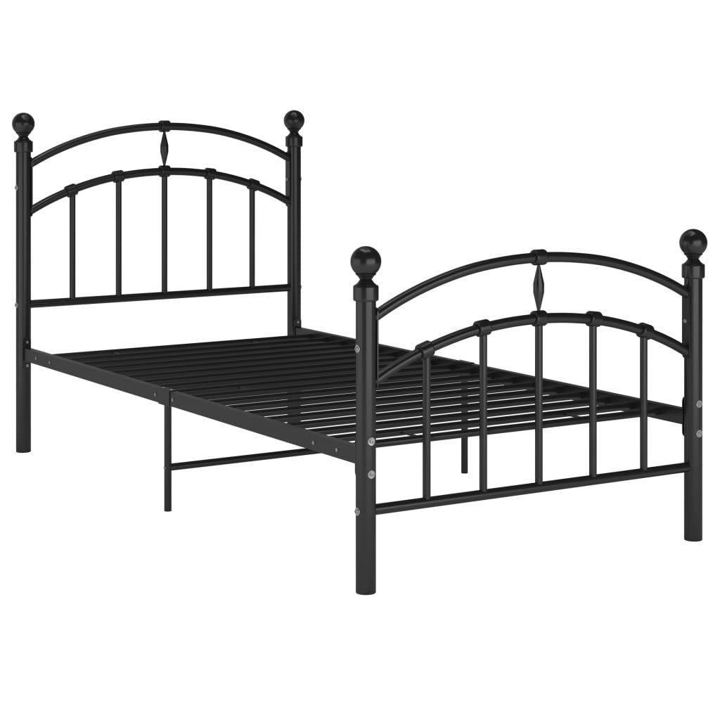Łóżko Metalowe Czarne Rama Łóżka Ze Stelażem Do Sypialni Pokoju 100 x 200 cm