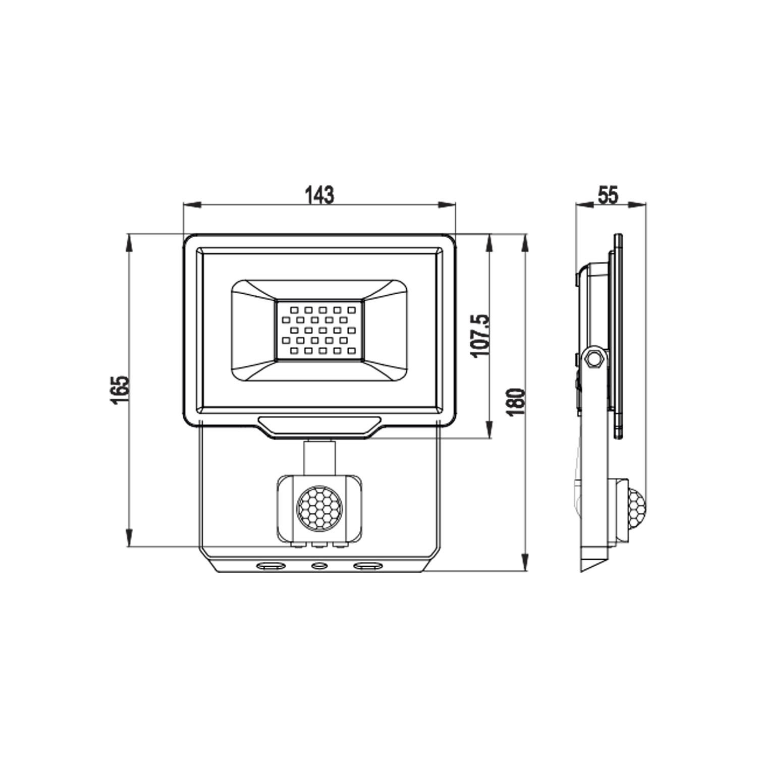 PADLIGHT5, projecteur LED SMD 20W IP44, noir, 4000K. Avec détecteur de mouvements - 4