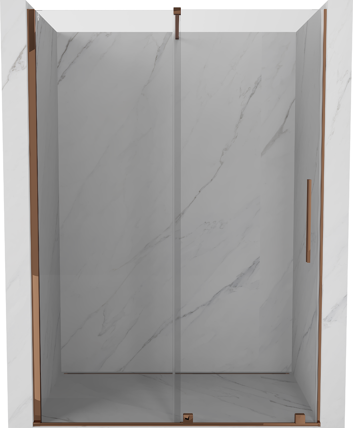 Mexen Velar drzwi prysznicowe rozsuwane 150 cm, transparent, różowe złoto - 871-150-000-01-60