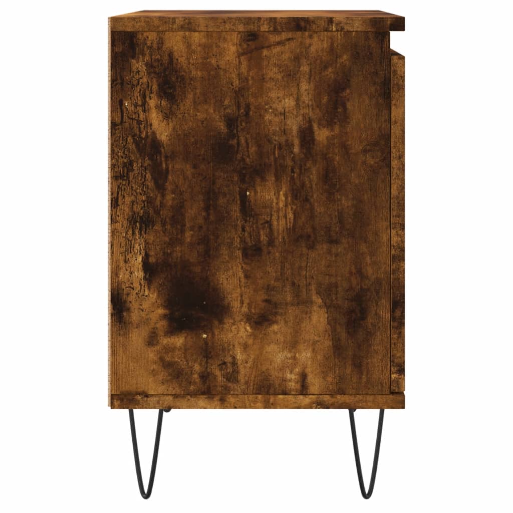 Table de chevet chêne fumé 40x30x50 cm bois d'ingénierie - 6