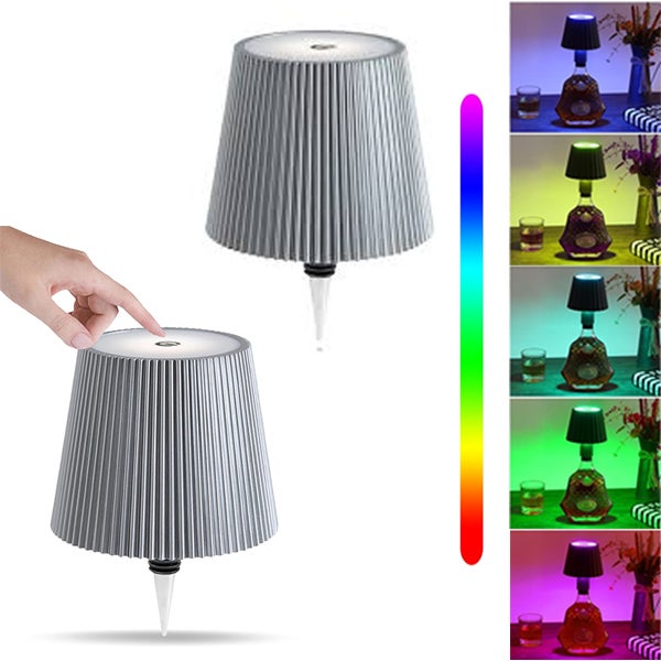 Bezprzewodowa lampka stołowa w kolorze srebrnym, dotykowa lampka nocna, dekoracyjny pasek świetlny RGB do salonu, srebrny, 2 sztuki