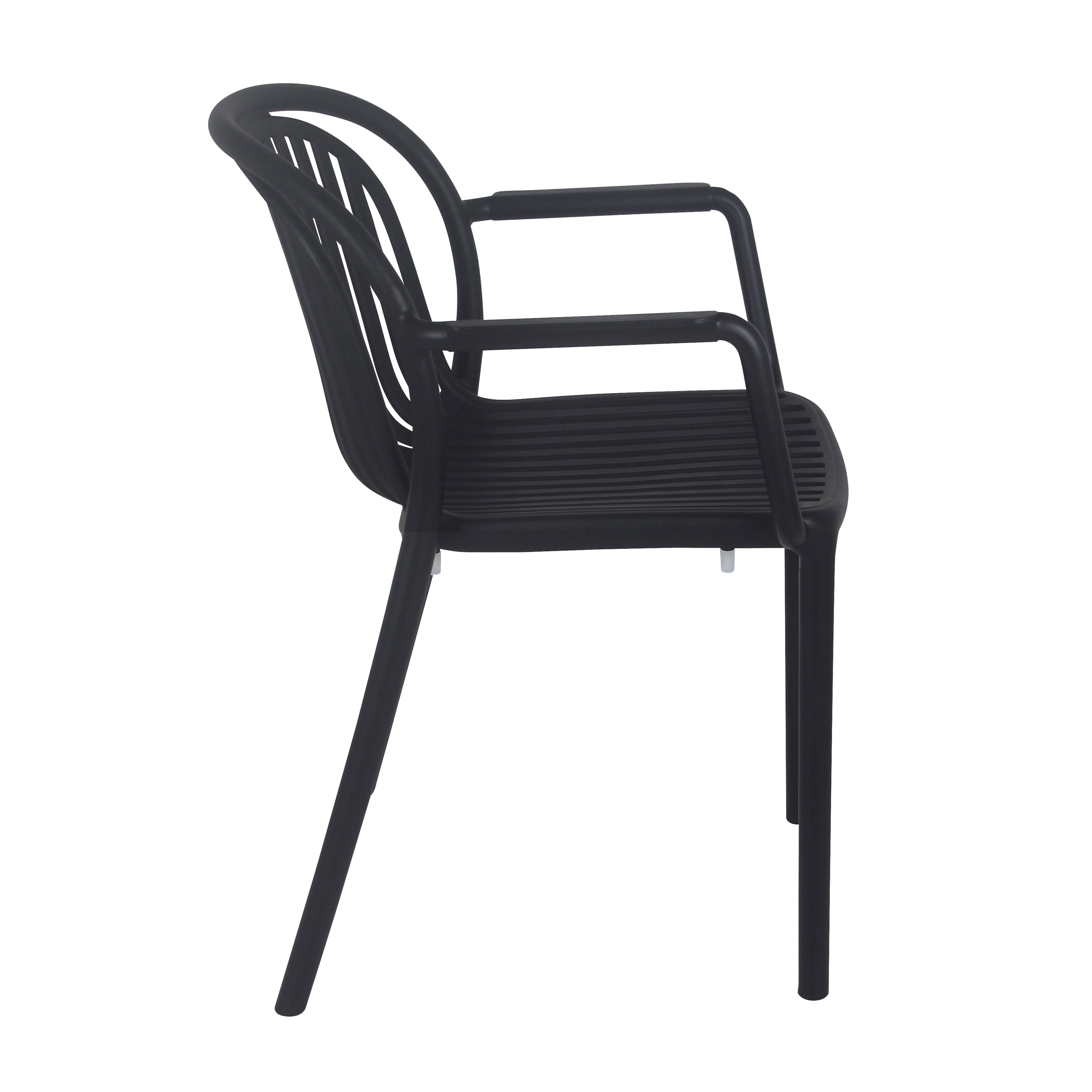 Lot de 4 fauteuils en plastique noir - 4