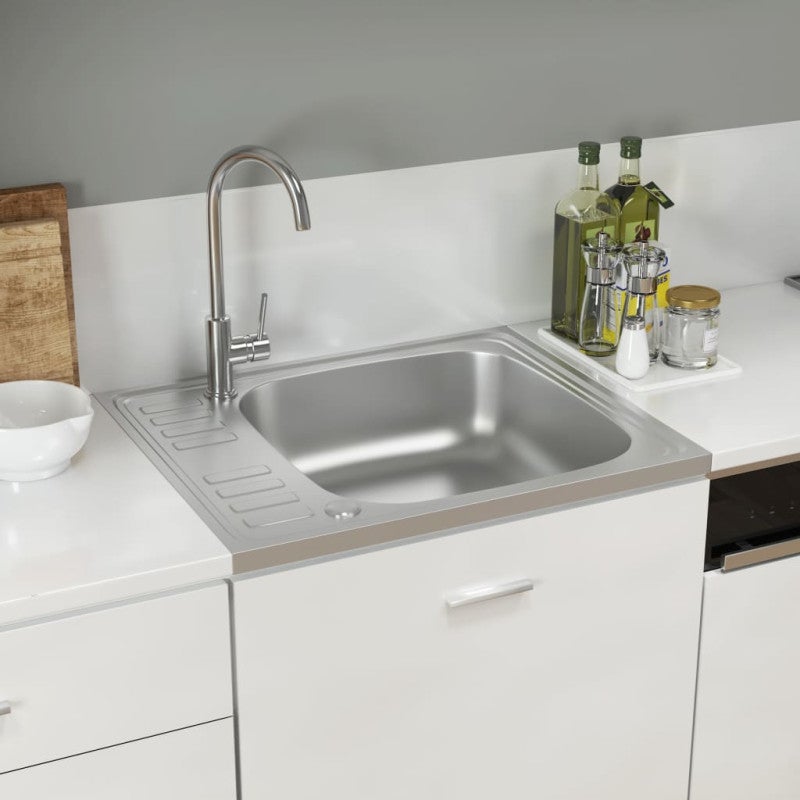 Fregadero de cocina con escurridor acero inox 600x500x155 mm vidaxl