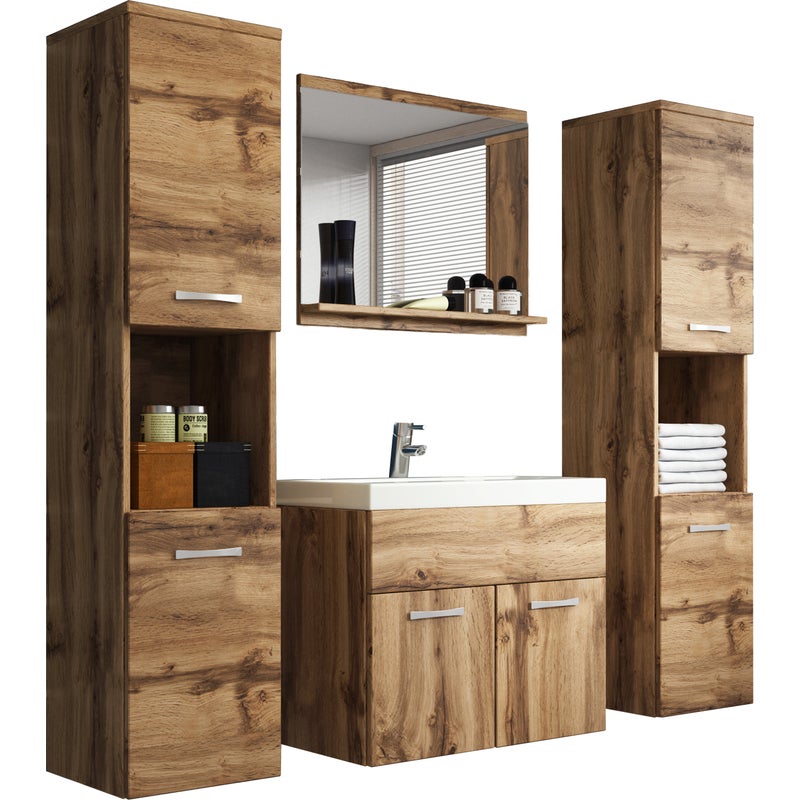 Komplet mebli łazienkowych w kolorze dąb wotan - MONTANA XL