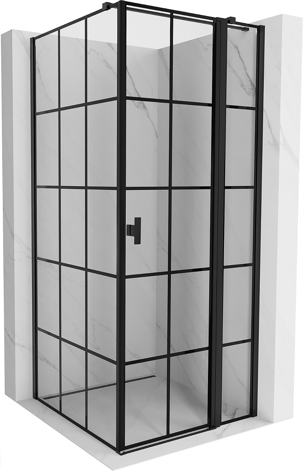 Mexen Mist T kabina prysznicowa uchylna prawa 95 x 95 cm, czarna kratka, czarna - 8A4T-095-095-70-77-P