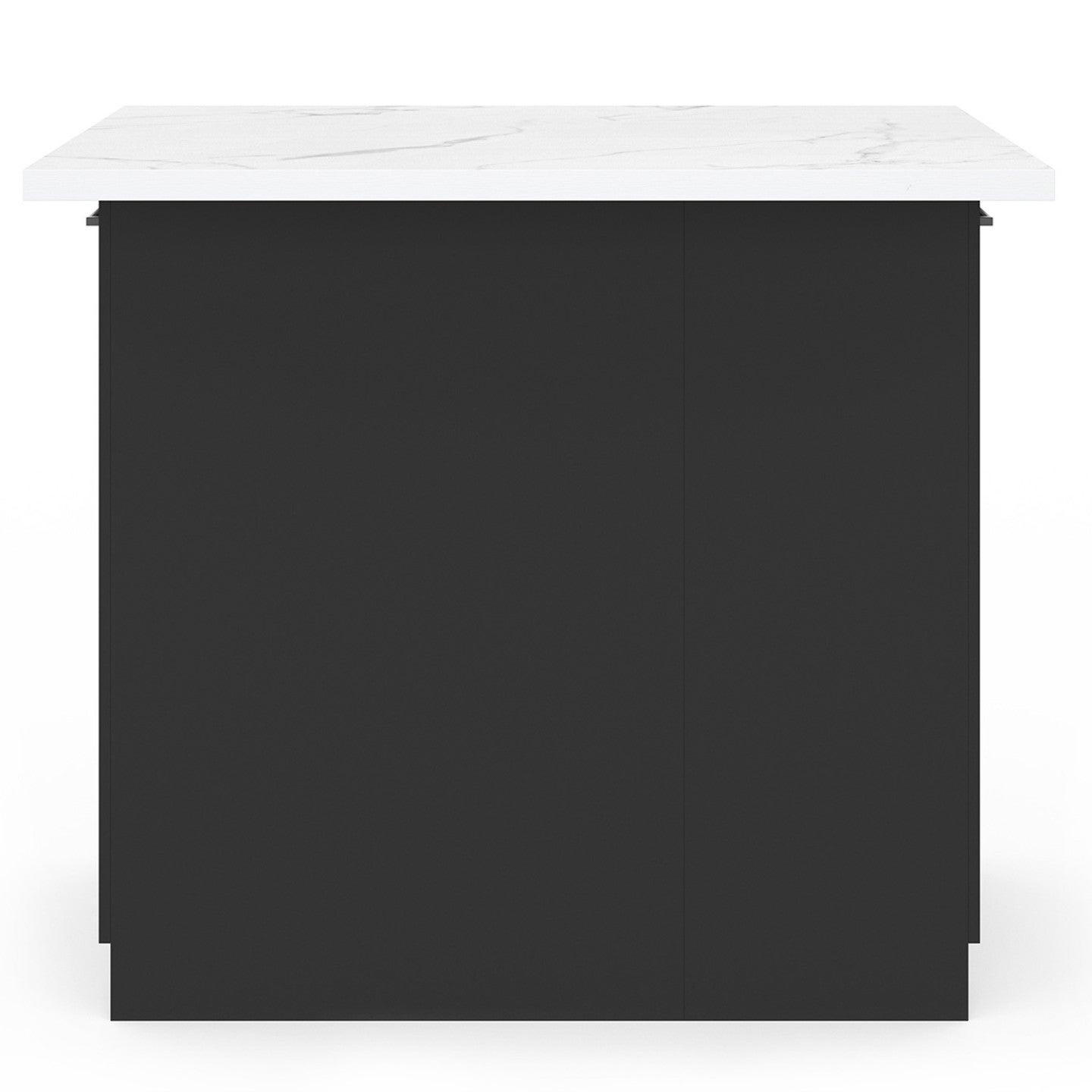 Ilot central IVO 100 cm bois noir avec plan de travail effet marbre ALASKA - 3
