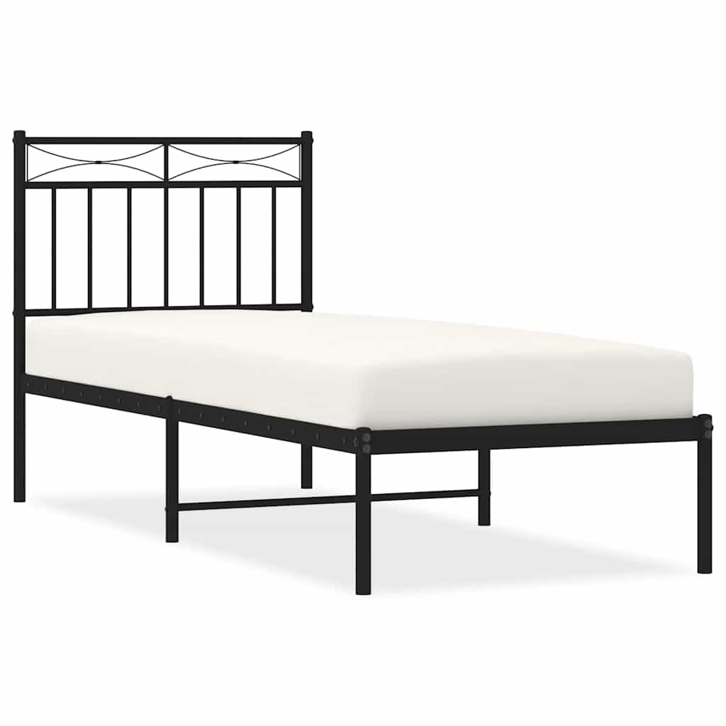 Łóżko Metalowe Czarne Rama Łóżka Ze Stelażem Do Sypialni Pokoju 75x190 cm
