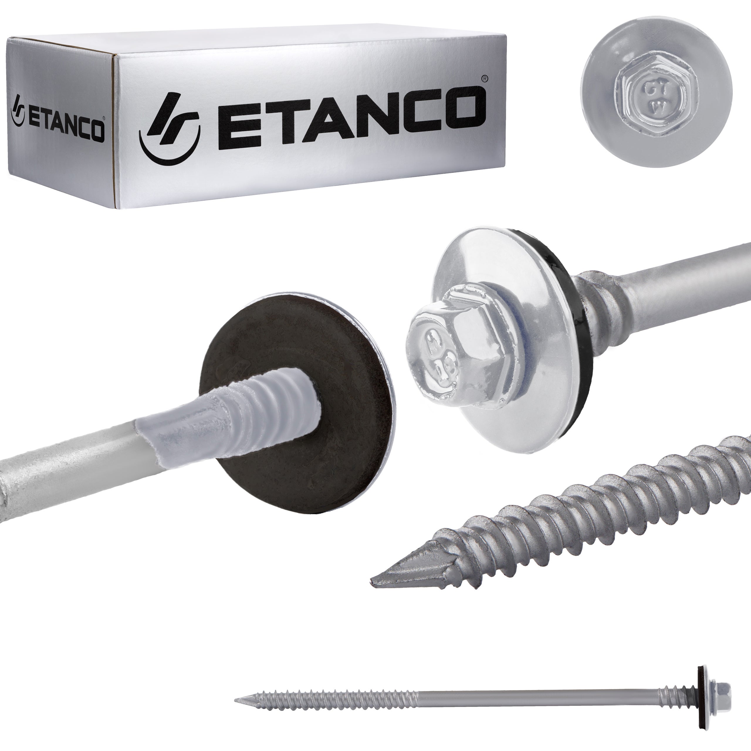 Wkręty do płyt warstwowych Etanco GTRW SP A19 6,4/7x160 mm RAL 9006 100szt
