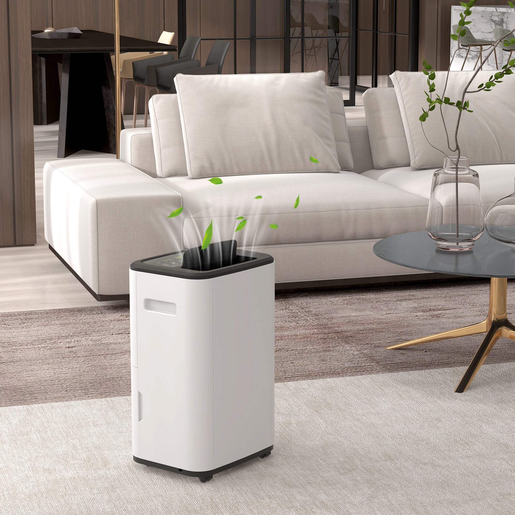 Homcom Deshumidificador Eléctrico Depósito De Agua 6 Litro 20L/Día Silencioso Deshumidificador De Aire Con 3 Modos 2 Velocidades Pantalla Led Blanco/Negro , Leroy Merlin