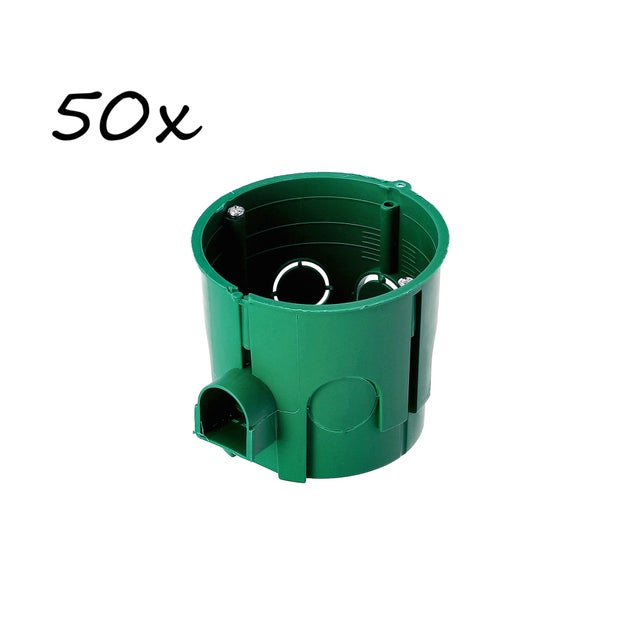 Boîte d'encastrement de connexion Ø60 profonde avec vis, verte – lot de 50 pièces EDO TECHNIC