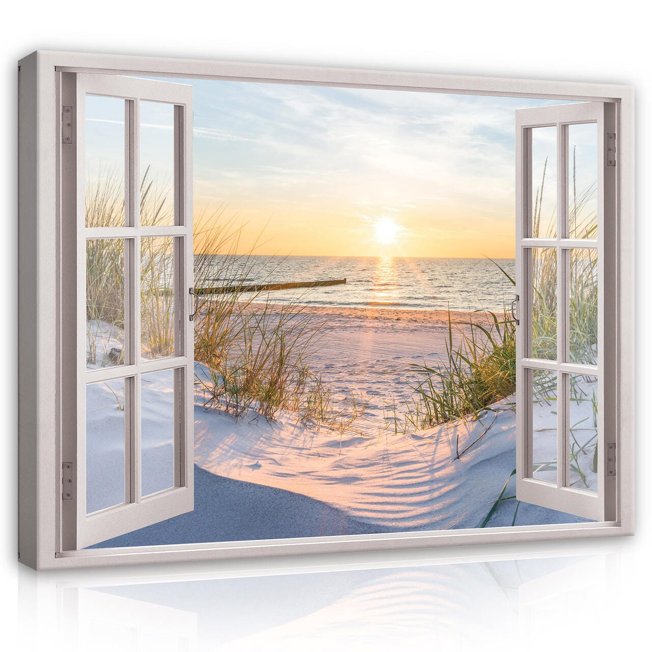 Vista Frontal De Una Maqueta De Lienzo En Blanco En Una Casa De Playa