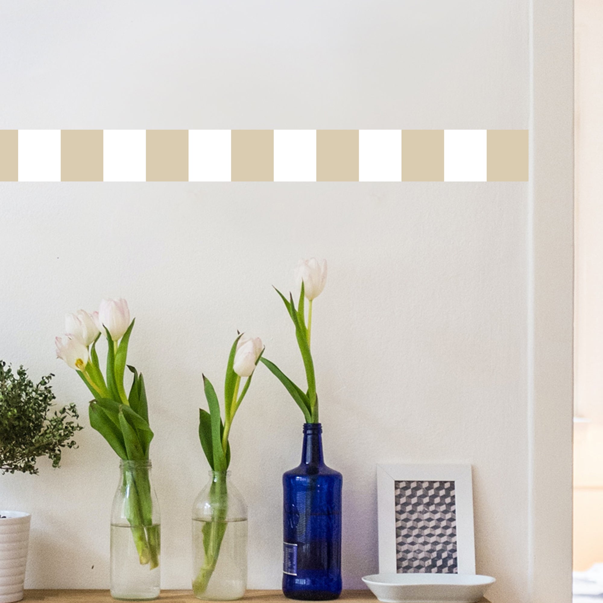 Friso decorativo adhesivo, rayas, beige y blanco, moderno, 5 cm x 300 cm - 4