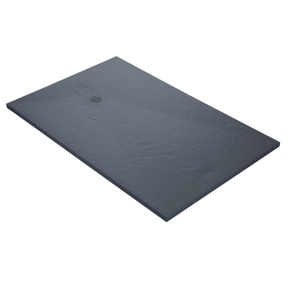 Plato de ducha de resina 160 x 80 cm gris pizarra imitación pizarra - rejilla cuadrada descentrada